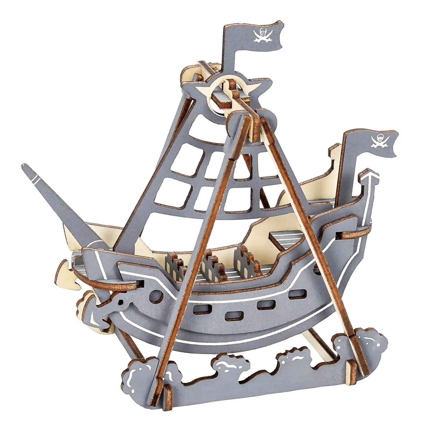 Puzzle 3D madera barco pirata 27 piezas. 14,5x8x13,6 cm.