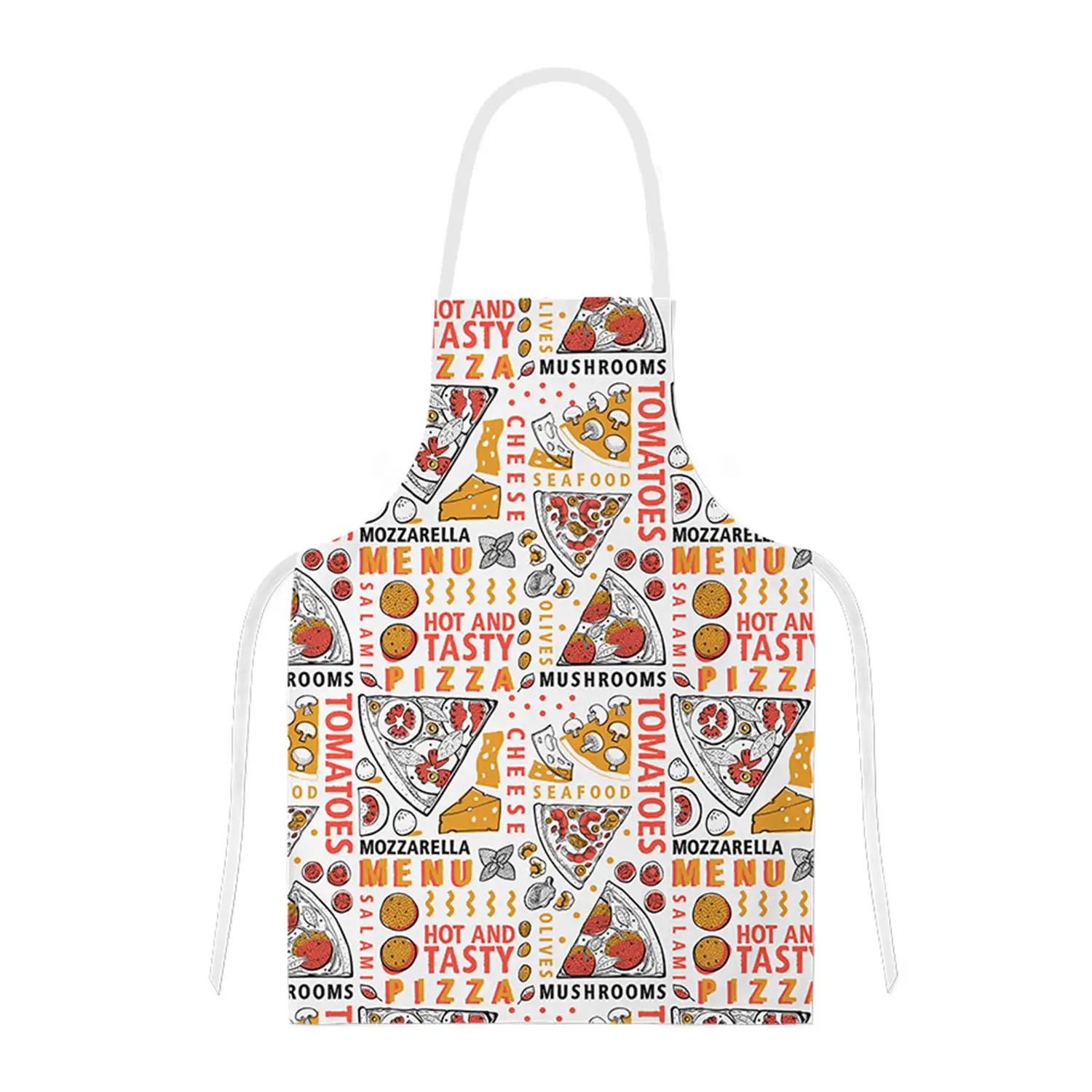 Delantal ajustable diseño pizzas 60x80 cm.