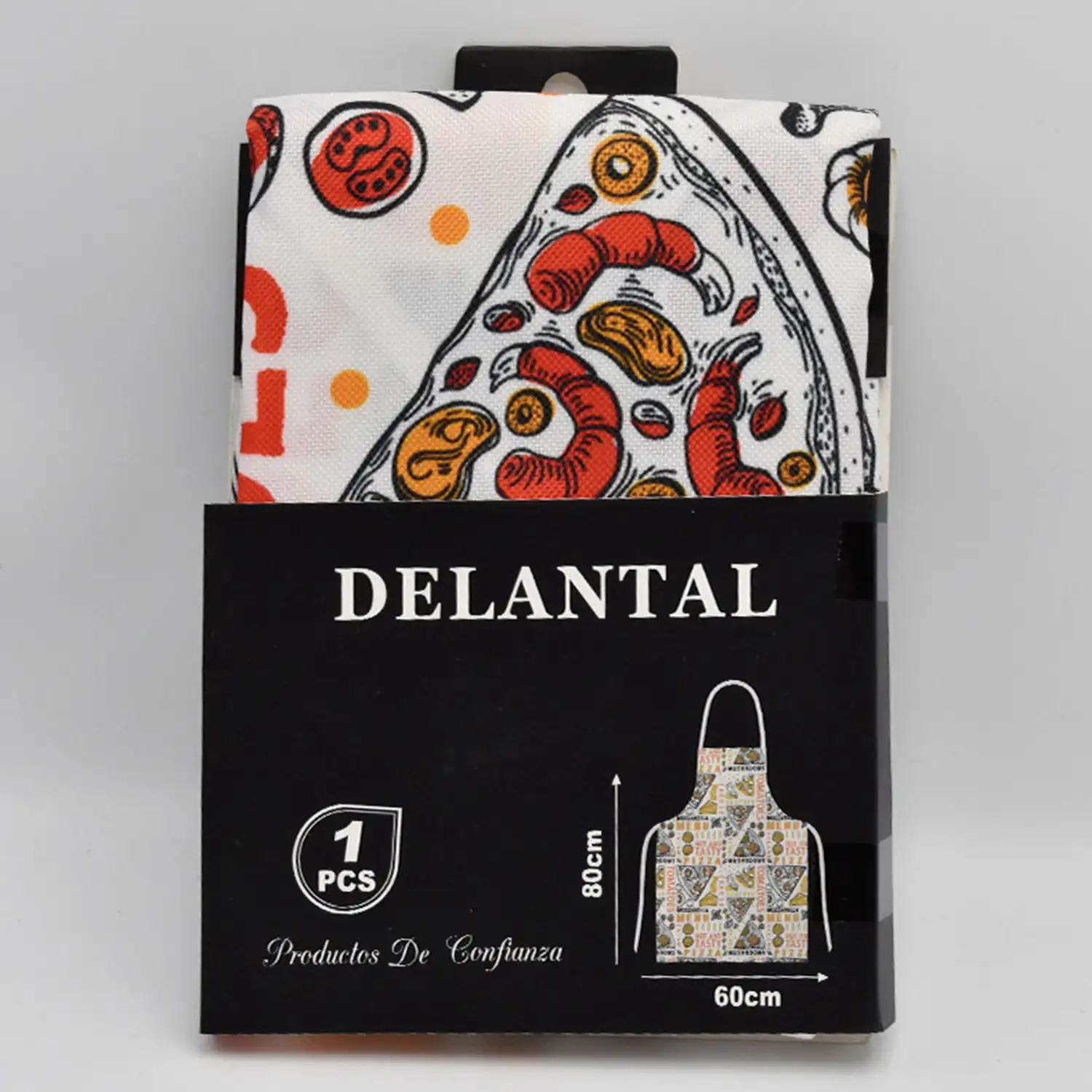 Delantal ajustable diseño pizzas 60x80 cm.