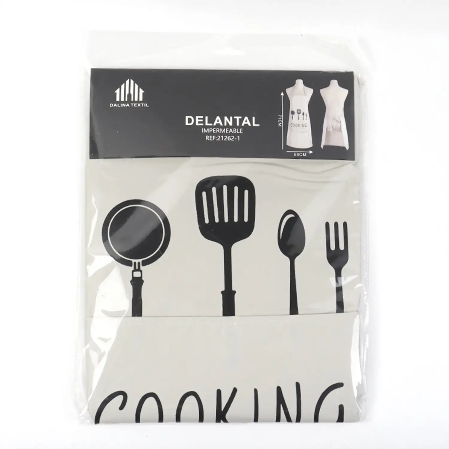 Delantal ajustable con bolsillo delantero 68x71 cm.