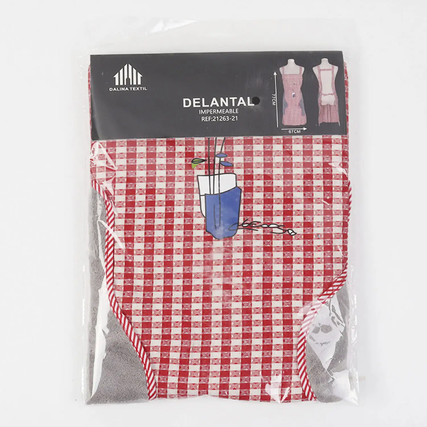 Delantal ajustable con bolsillo delantero 67x77 cm.