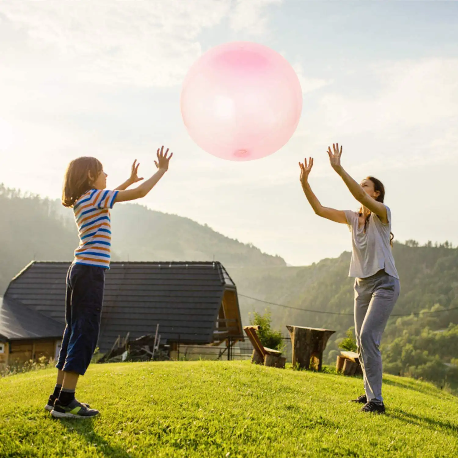 Bubble Ball gigante. Hinchable con agua o aire, 70cm.