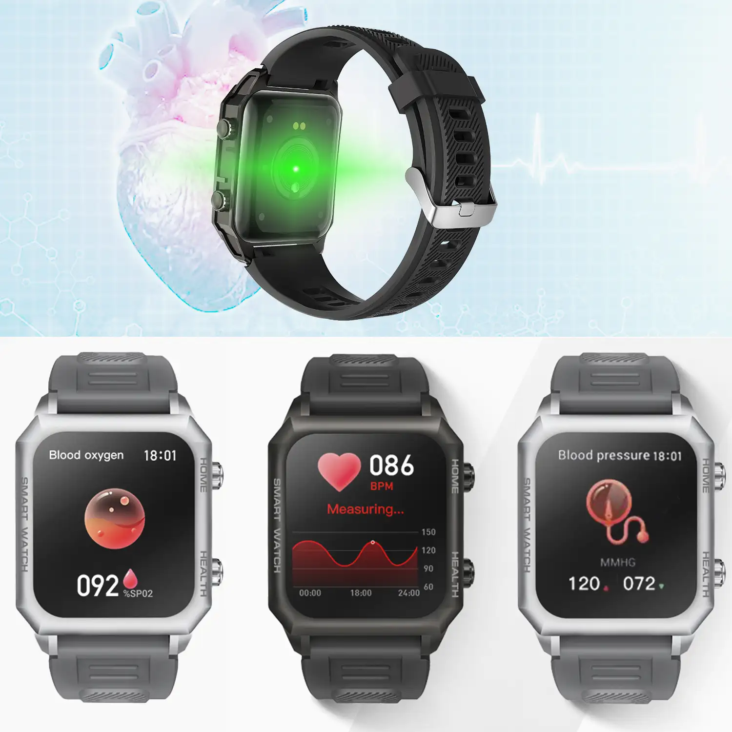 Smartwatch F900 con tratamiento laser sanguíneo, termómetro corporal, monitor cardíaco y de O2 en sangre. Varios modos deportivos.