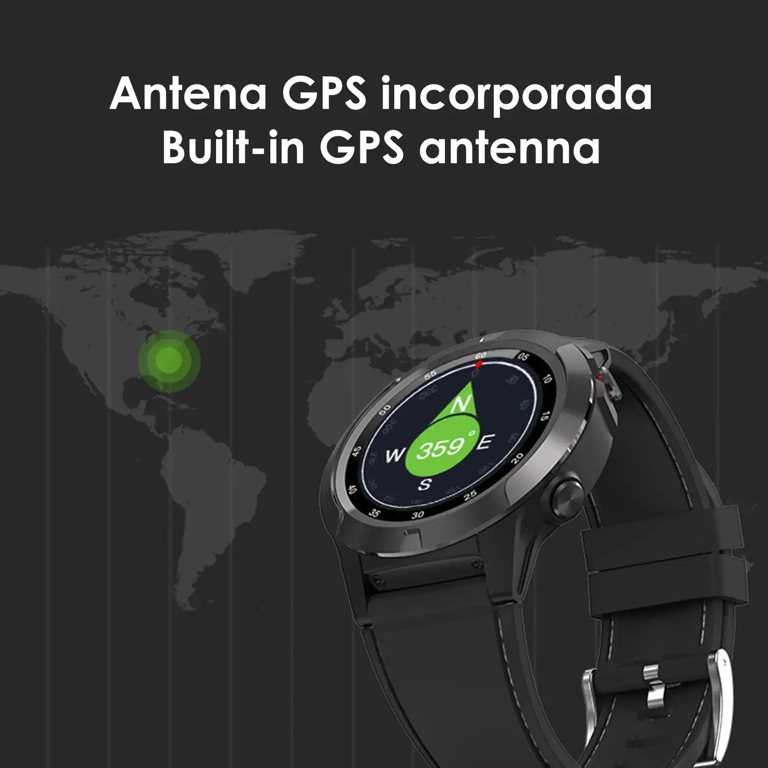 Smartwatch M4S con GPS, slot para tarjeta SIM, llamadas, modos multideportivos, monitor cardiaco y de tensión.
