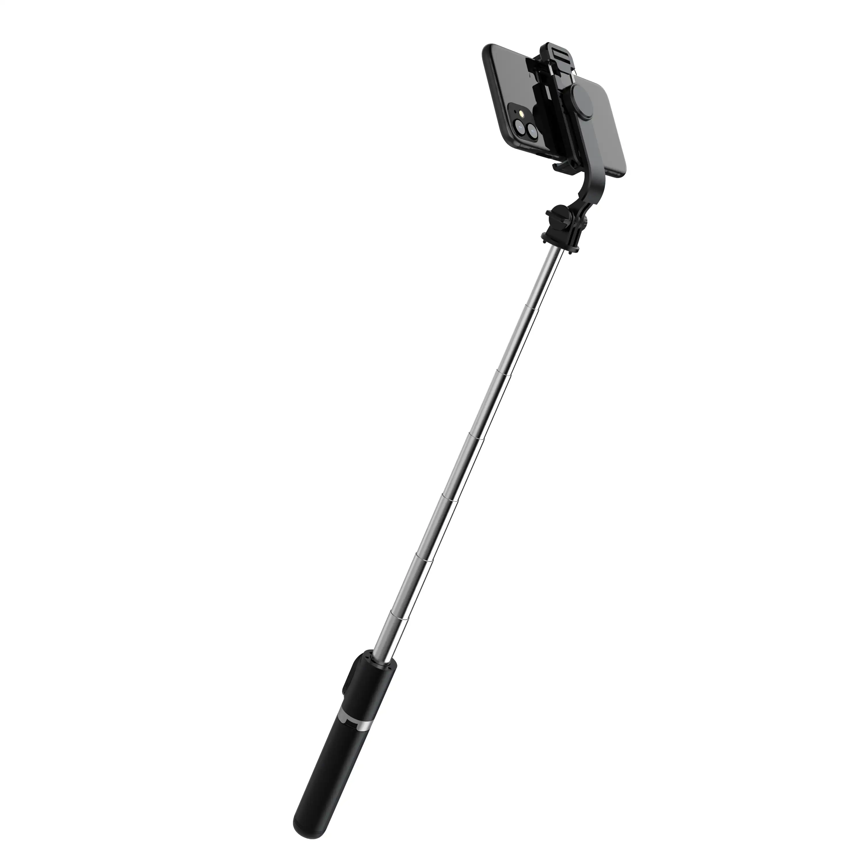 Palo selfie stick con trípode extensible y disparador remoto Bluetooth.