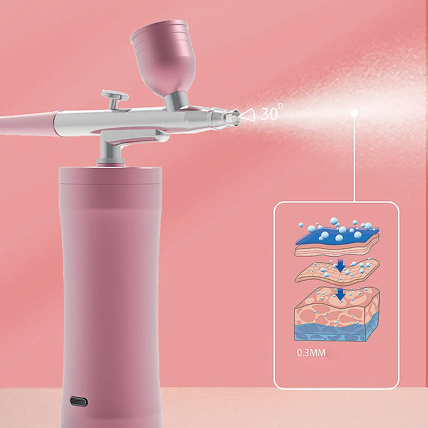 Pulverizador aerógrafo inyección de oxígeno rejuvenecimiento y belleza facial.Segunda generación.Presión de aire de 145kpa, caudal de 6L/min.