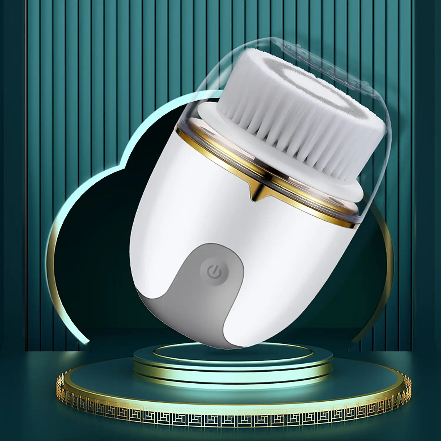 Limpiador facial eléctrico con tres cabezales y frecuencia dual según tipo para conseguir una piel suave y sedosa.