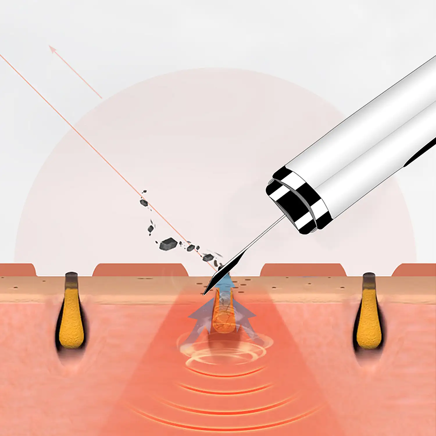 Pala masajeadora facial con tecnología de alta frecuencia limpieza por atomización.Varios modos de trabajo.Cabezal cristal doble.