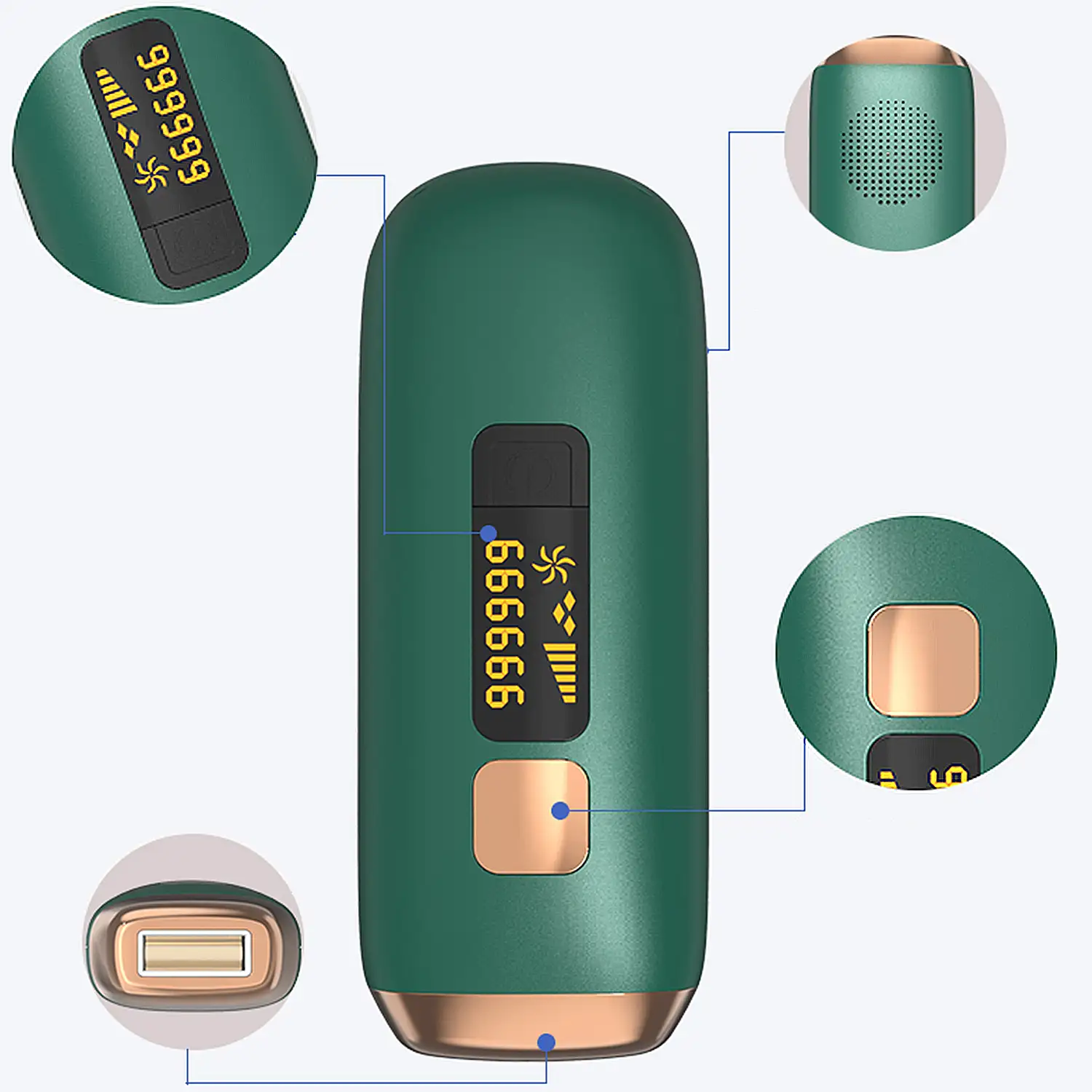 T21 Depiladora IPL de luz pulsada. Niveles ajustables y display