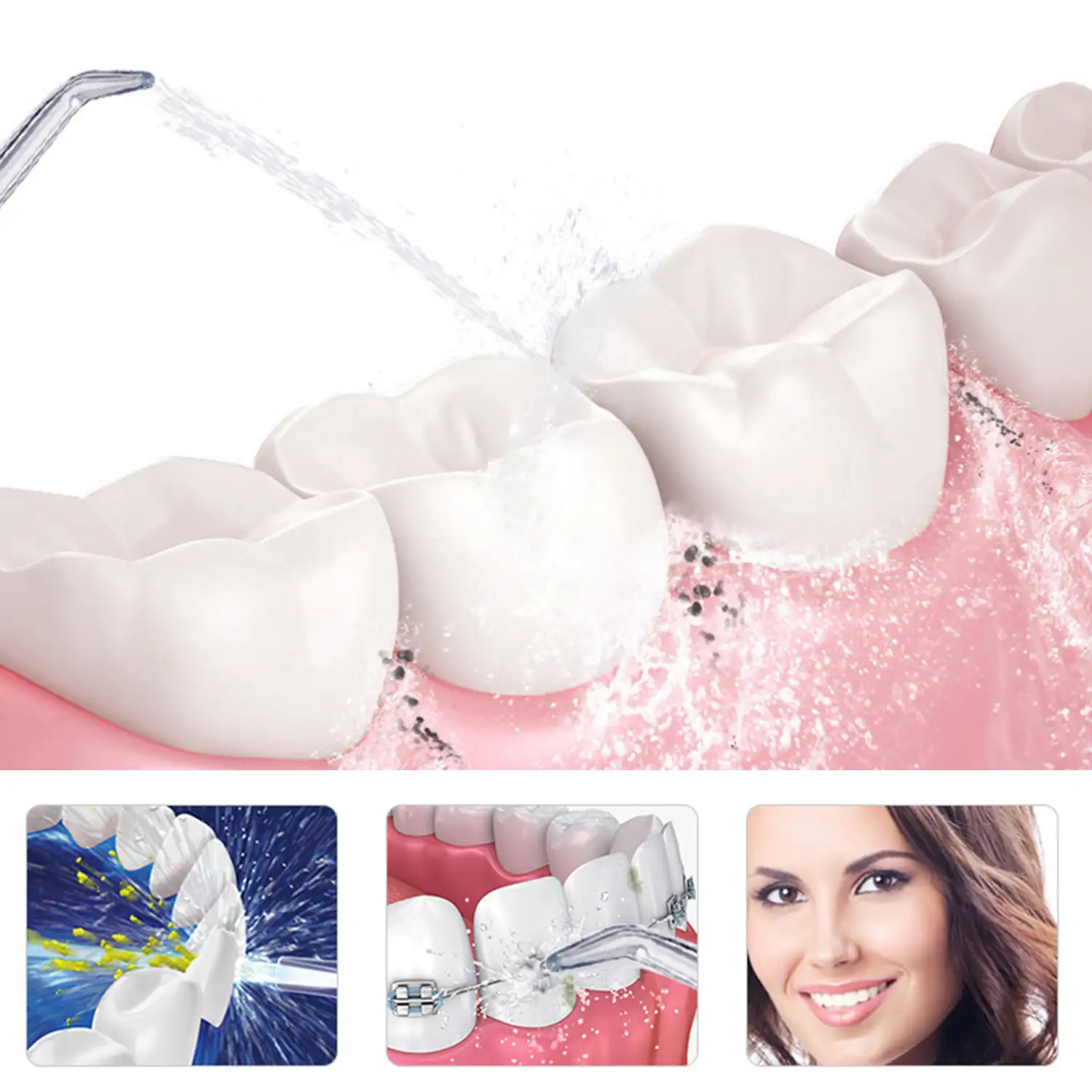 Irrigador bucal limpieza y belleza integral de tus dientes. Tecnología de pulsión alta frecuancia.Con 3 cabezales.