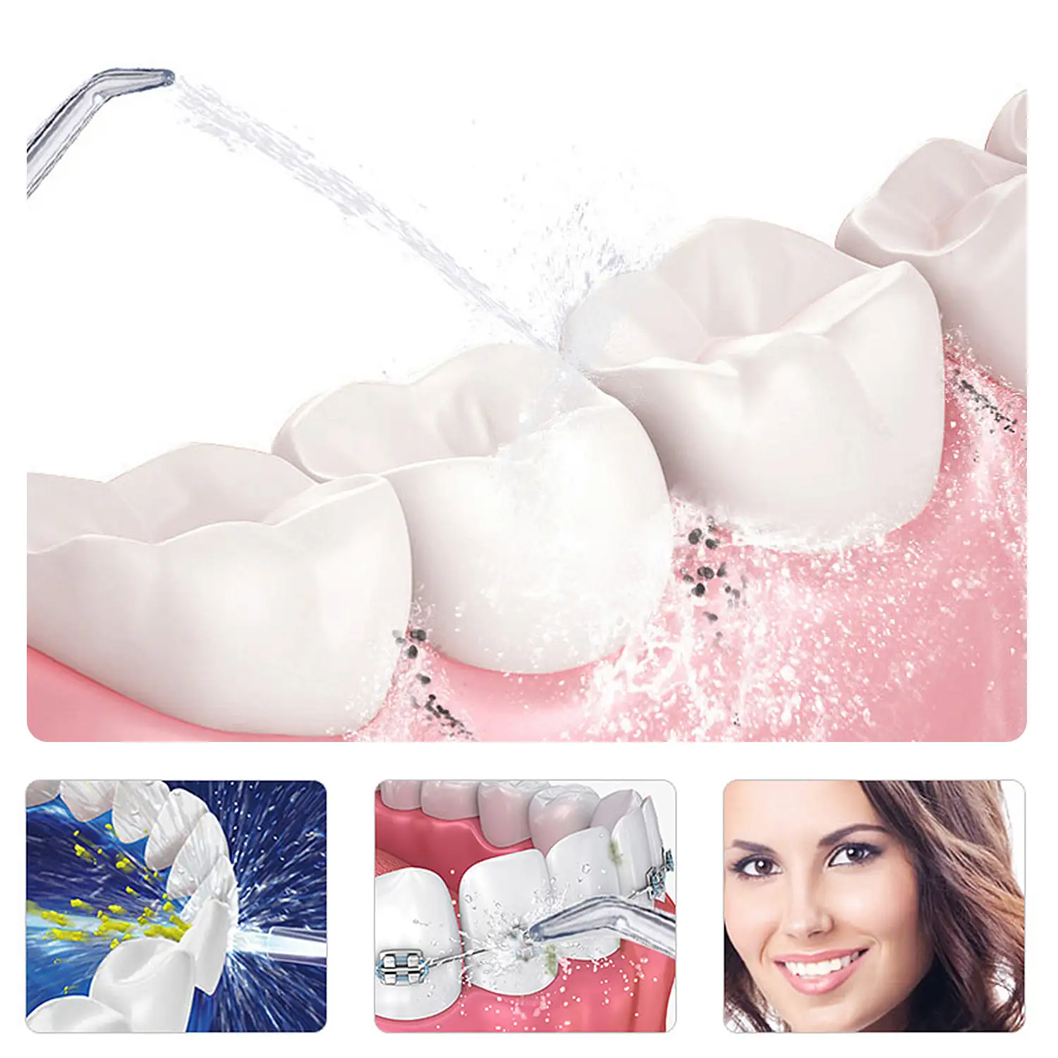 Irrigador bucal limpieza y belleza integral de tus dientes. Tecnología de pulsión alta frecuancia.Con 3 cabezales.