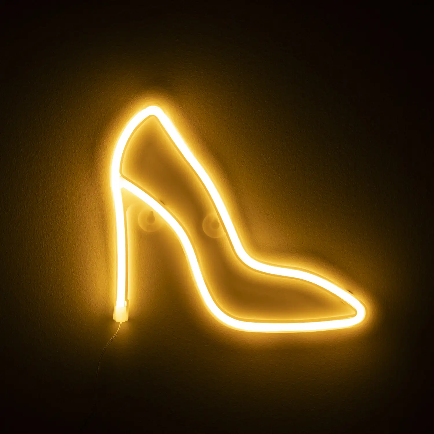 Neón colgante amarillo cálido, diseño Zapato de Tacón.