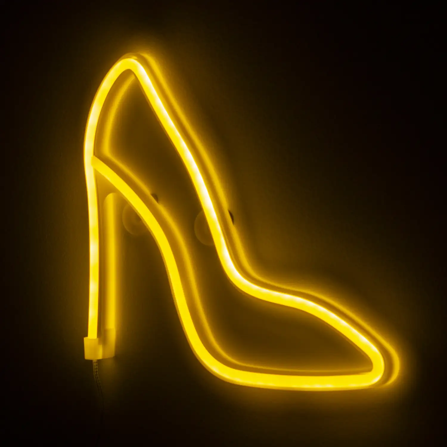 Neón colgante amarillo cálido, diseño Zapato de Tacón.