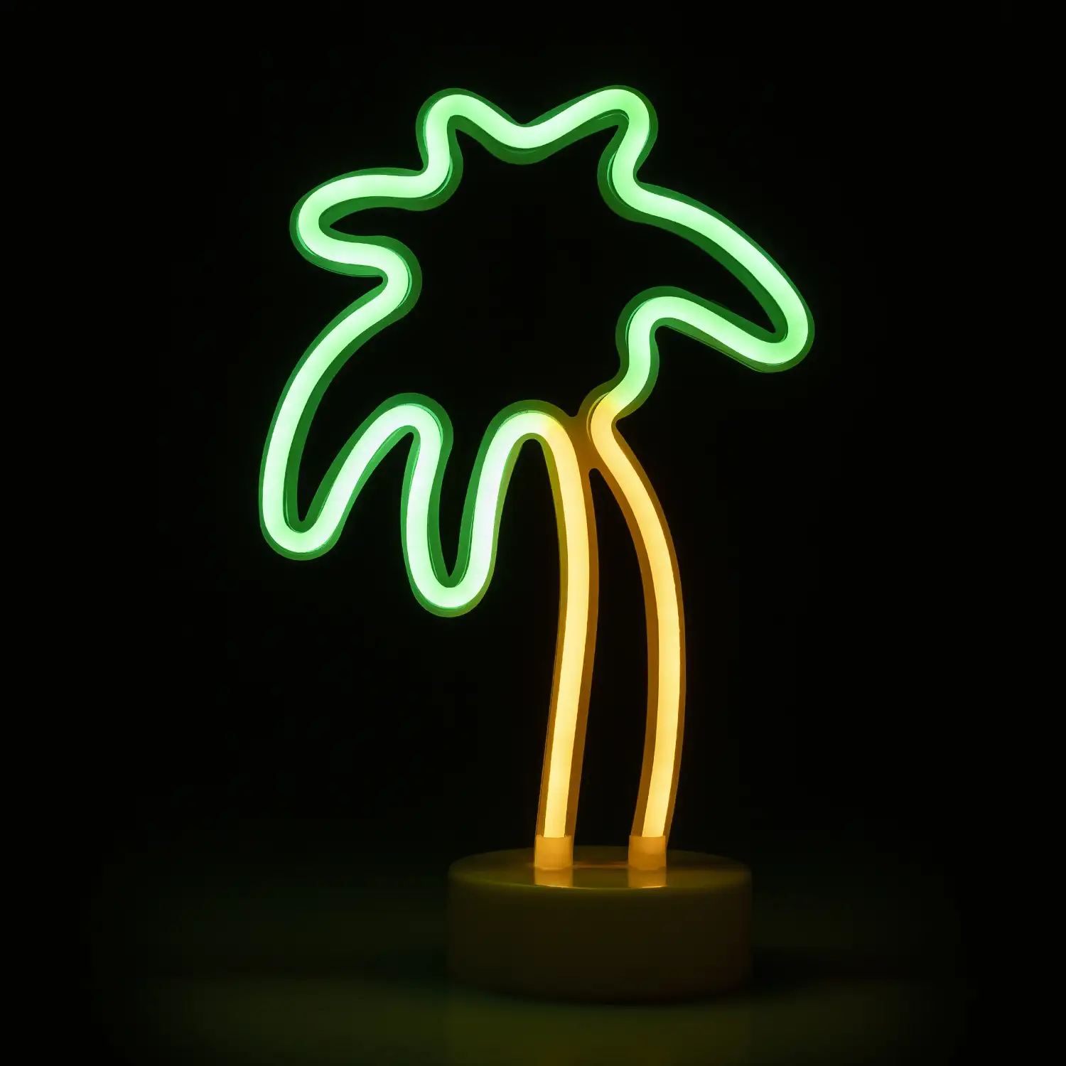 Neón bicolor con peana, diseño Palmera.
