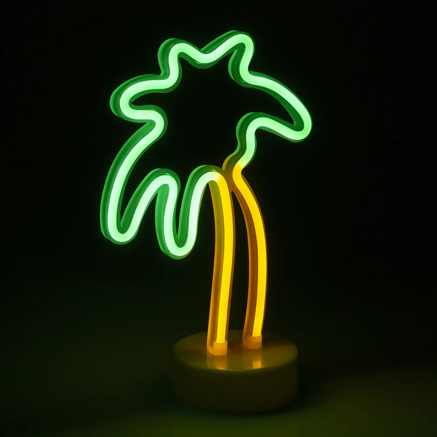 Neón bicolor con peana, diseño Palmera.