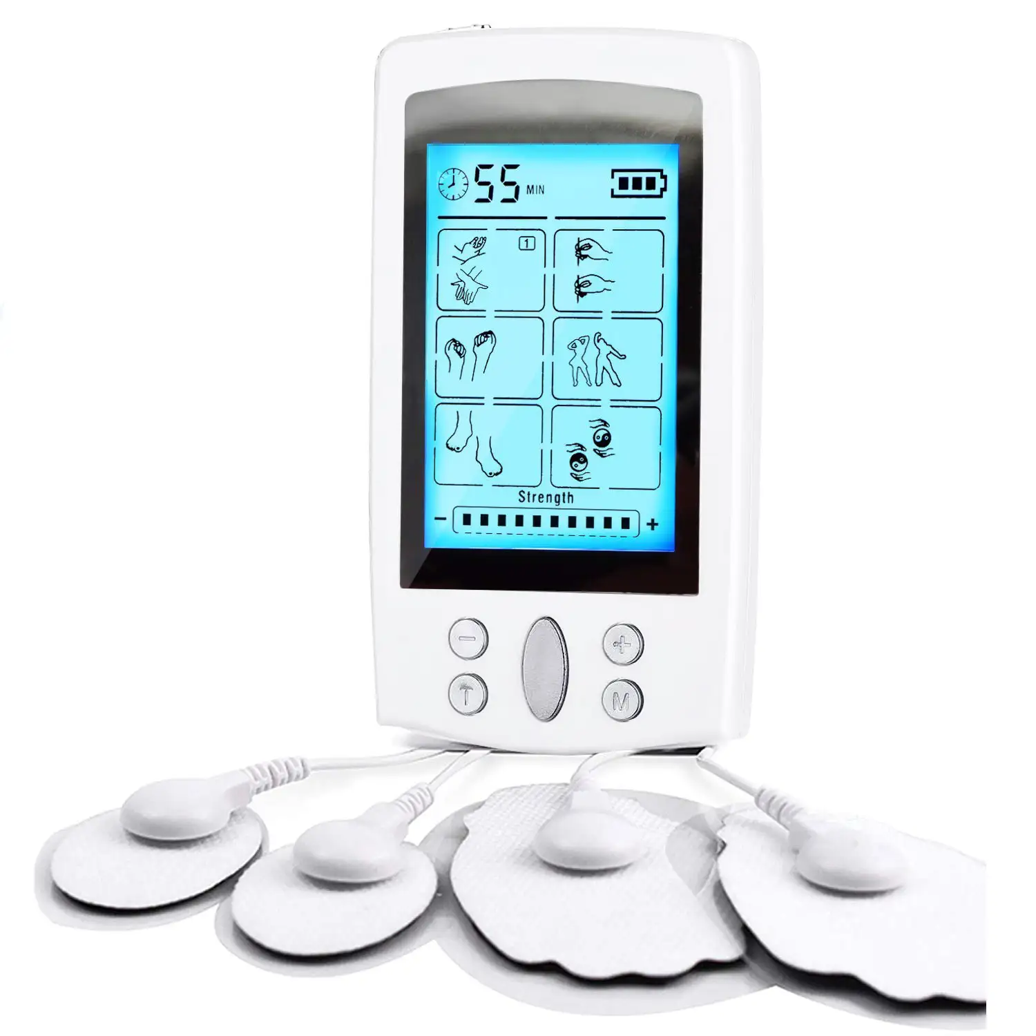 EMS Electroestimulador muscular MHD-ZZB16 portátil. 16 modos, 20 intensidades, 2 canales. Tamaño compacto, batería recargable.