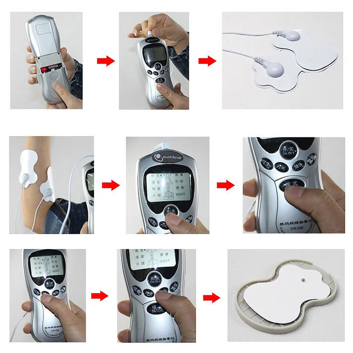 EMS Electroestimulador muscular MHD-ZZB16 portátil. 16 modos, 20  intensidades, 2 canales. Tamaño compacto, batería recargable.