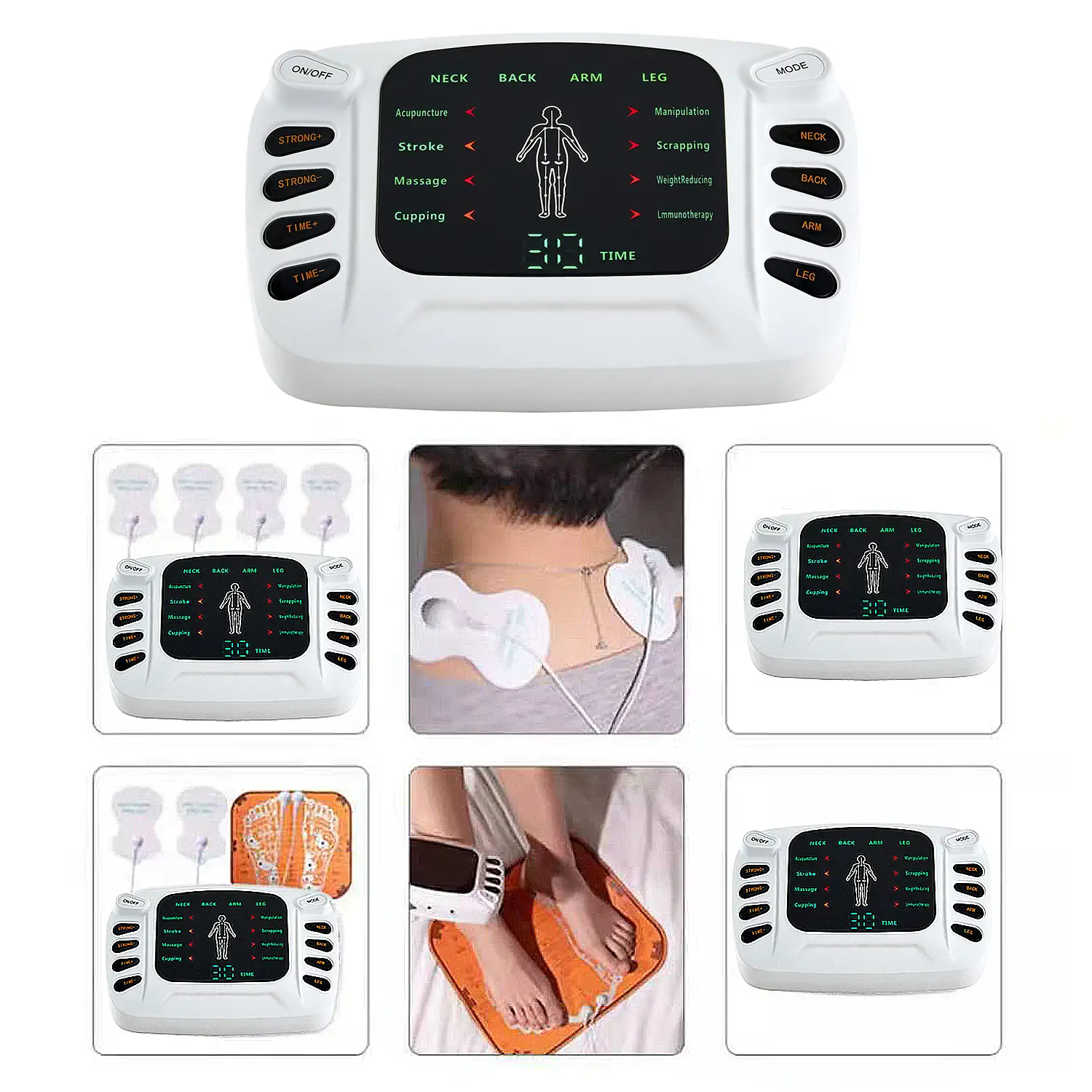 EMS Electroestimulador muscular intermedio TENS. Múltiples modos de masaje. Incluye pad de masaje para pies.