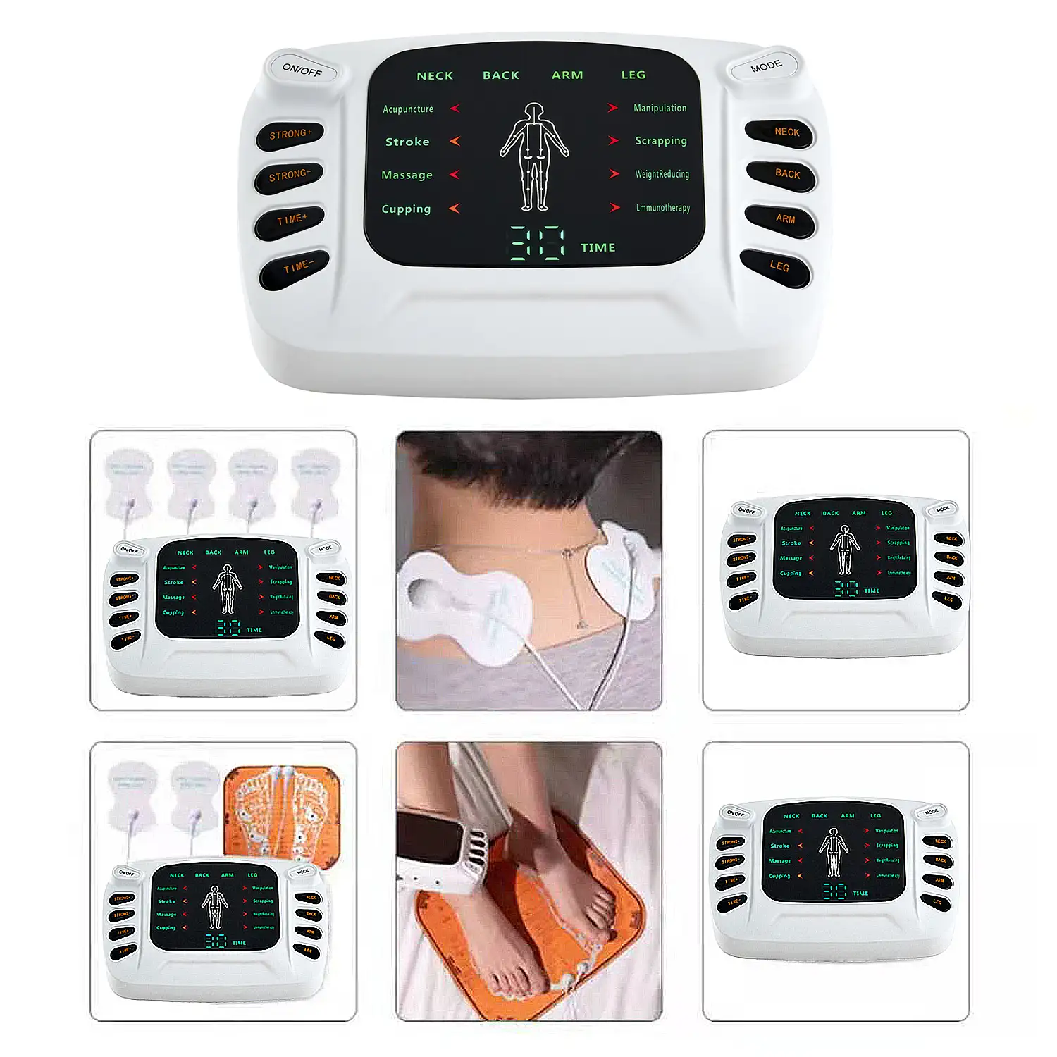 EMS Electroestimulador muscular MHD-15 portátil. 15 modos, 40 intensidades.  Tamaño compacto, alimentación con pilas.