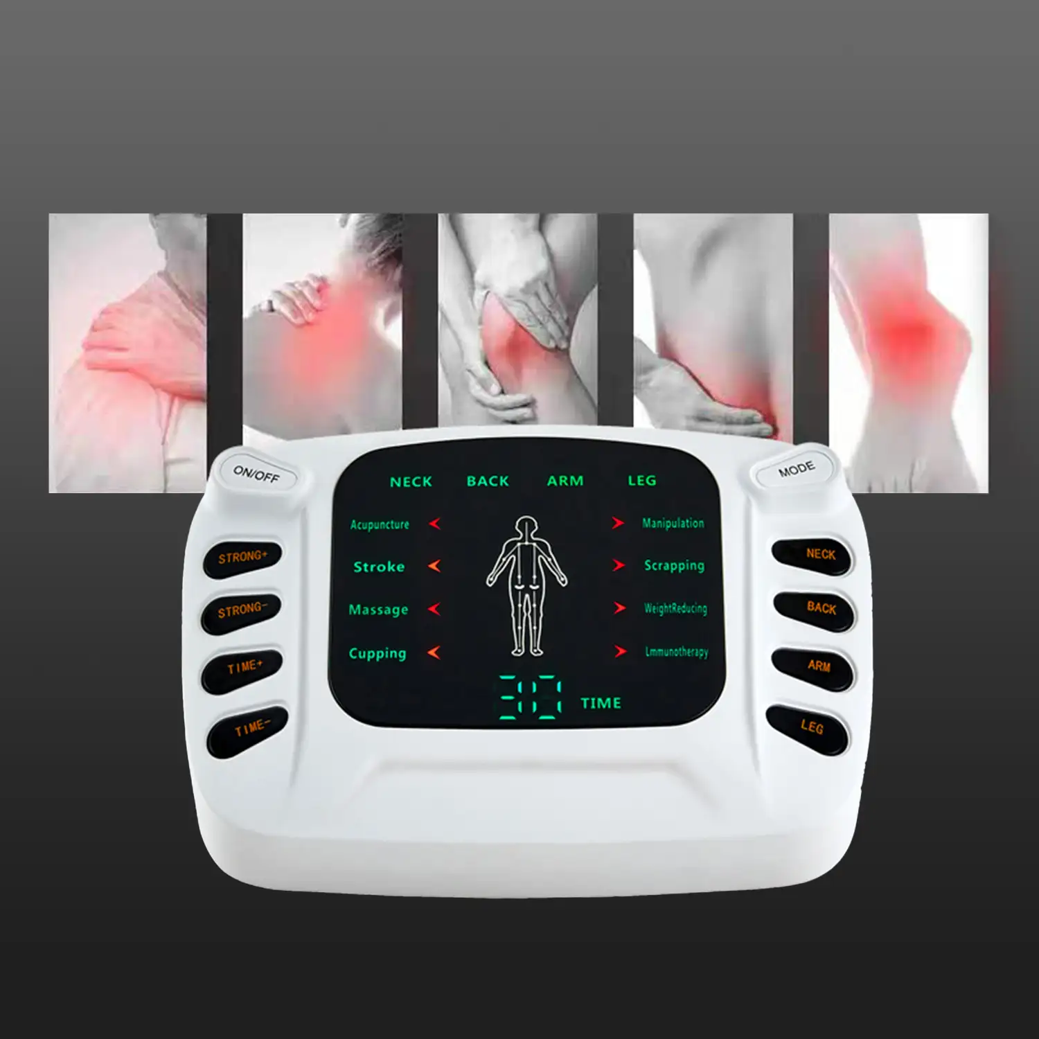 EMS Electroestimulador muscular intermedio TENS. Múltiples modos de masaje.