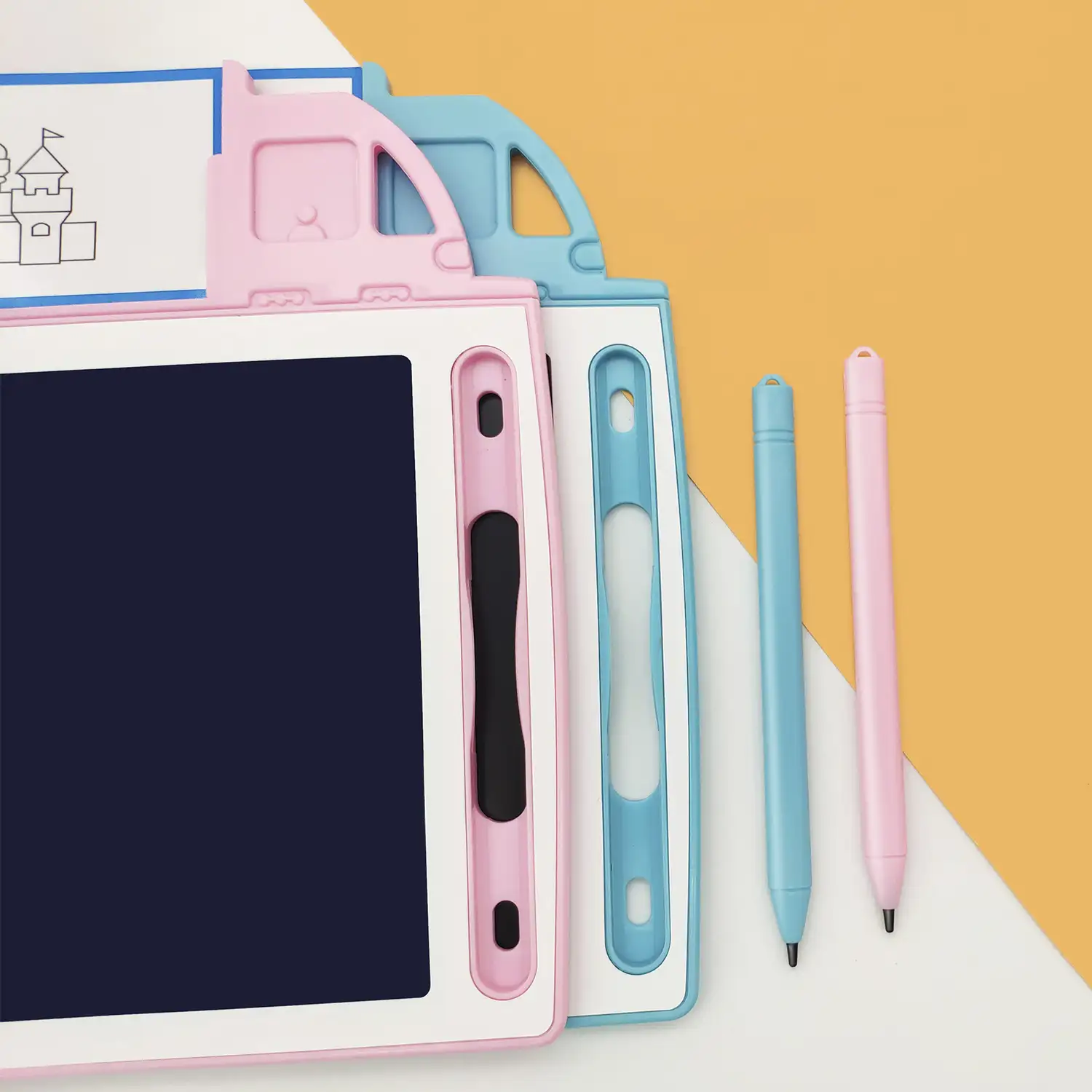 Tableta de dibujo y escritura LCD de 8,4 pulgadas, fondo multicolor. Portátil, con bloqueo de borrado. Incluye tarjetas de aprendizaje para escribir y dibujar.