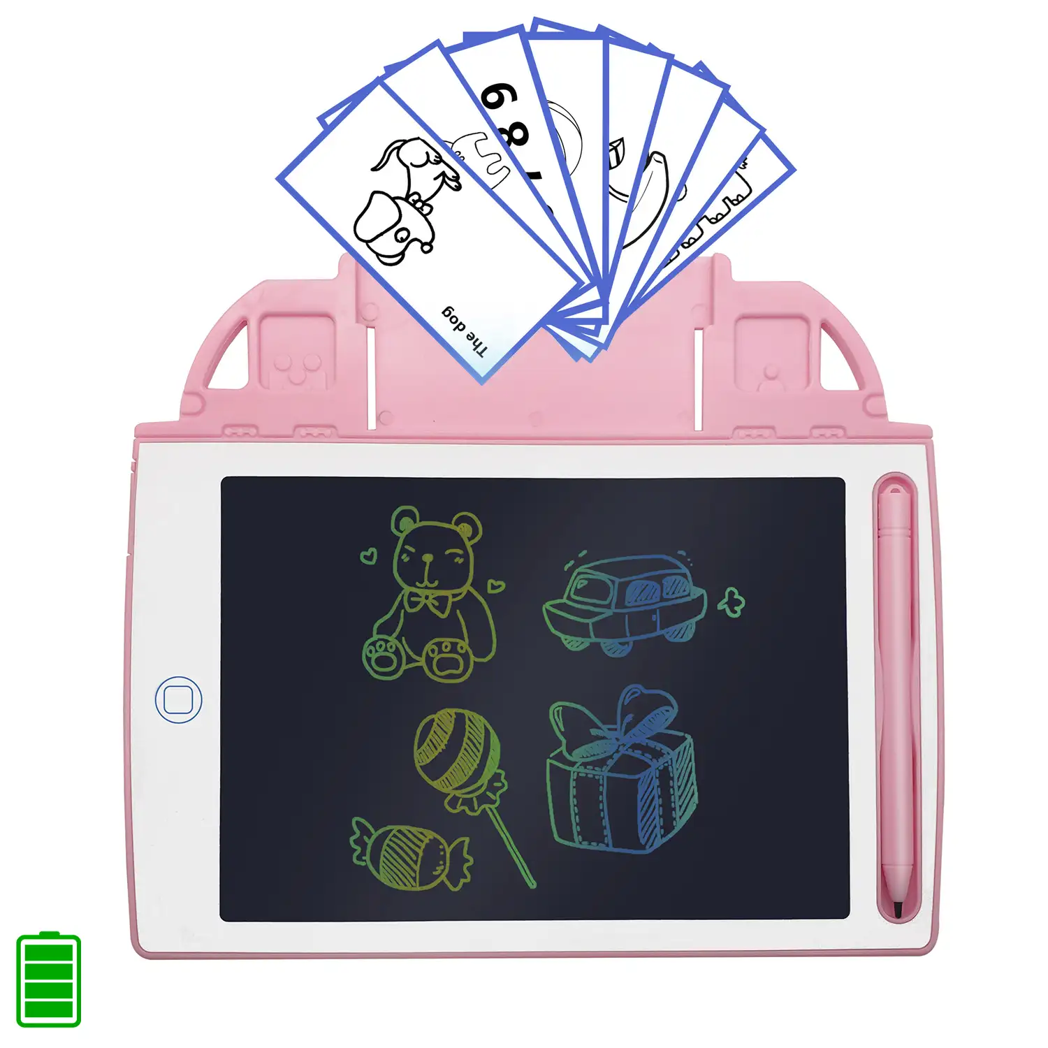 Tableta de dibujo y escritura LCD de 8,4 pulgadas, fondo multicolor. Portátil, con bloqueo de borrado y batería recargable. Incluye tarjetas de aprendizaje para escribir y dibujar.