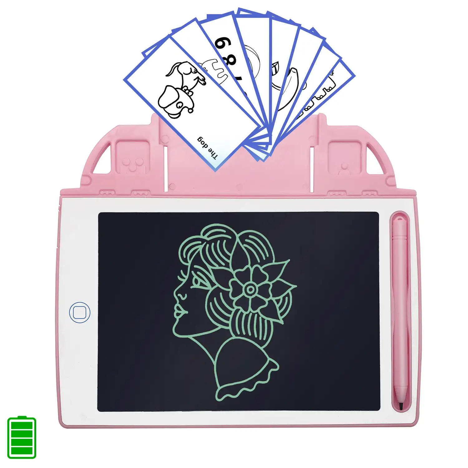 Tableta de dibujo y escritura LCD de 8,4 pulgadas. Portátil, con bloqueo de borrado y batería recargable. Incluye tarjetas de aprendizaje para escribir y dibujar.