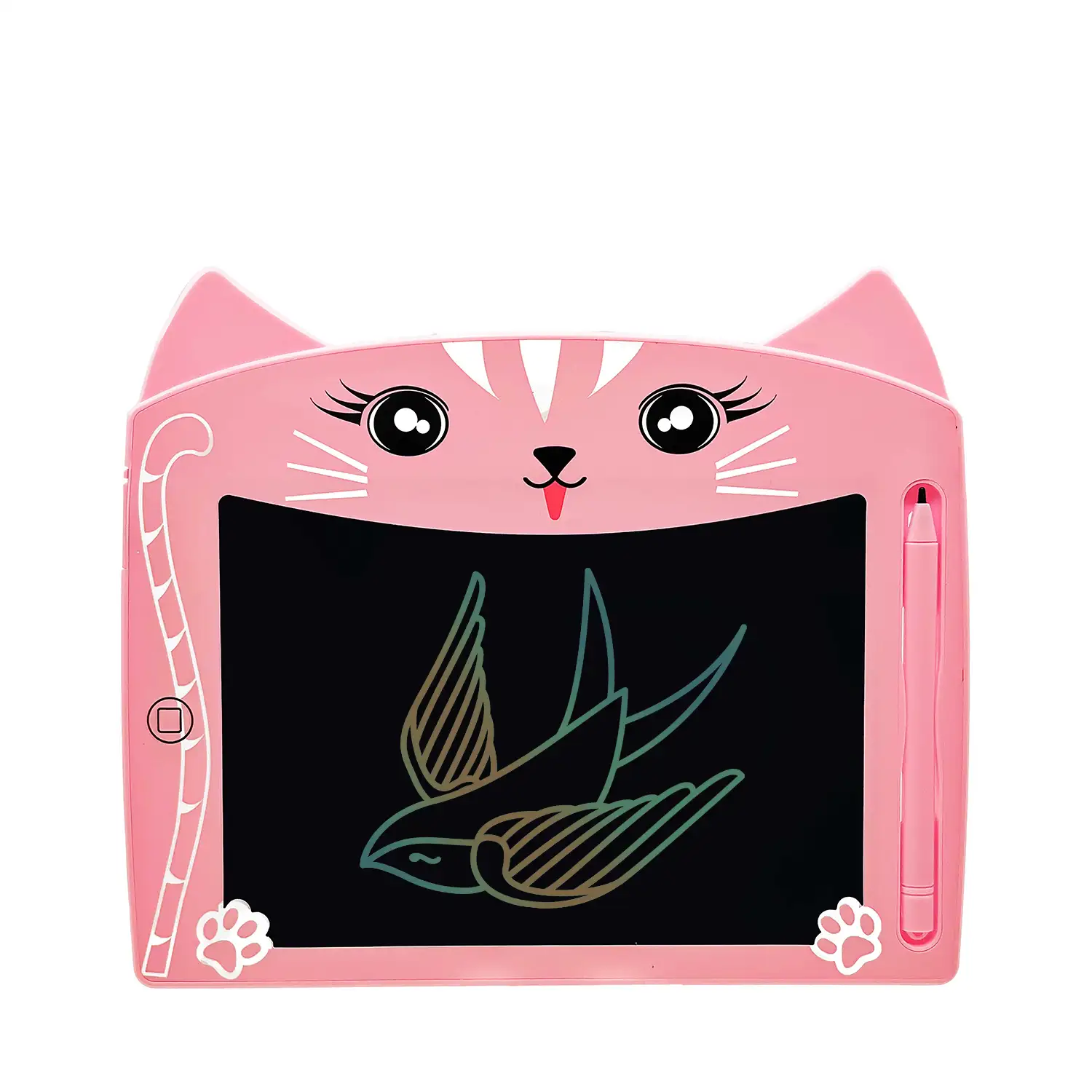 Tableta de dibujo y escritura LCD de 8 pulgadas, diseño Gatito. Fondo multicolor, portátil, con bloqueo de borrado.