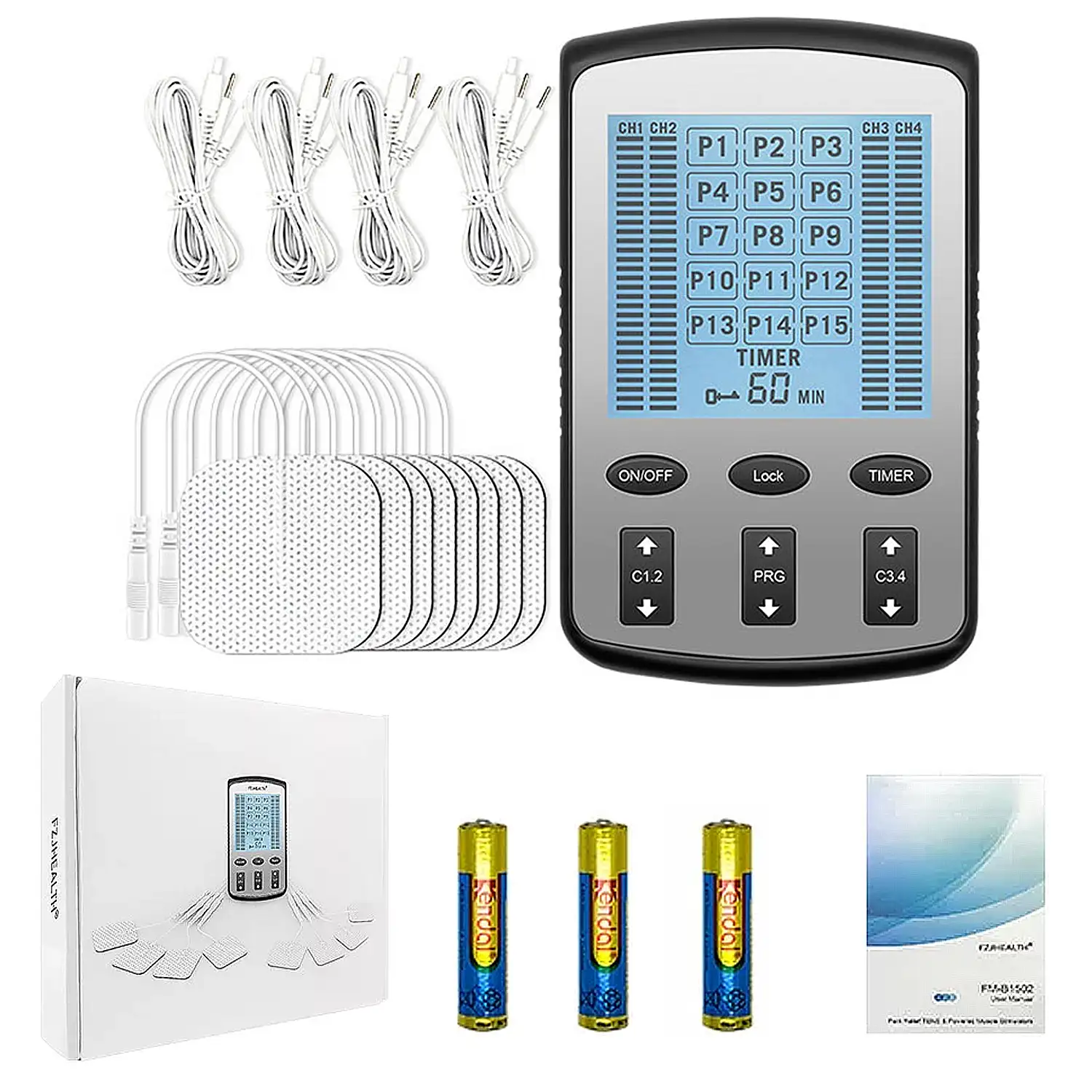 Comprar Instrumento de fisioterapia TENS de doble salida, 16/24 modos,  acupuntura de pulso de baja frecuencia, masajeador de cuerpo entero