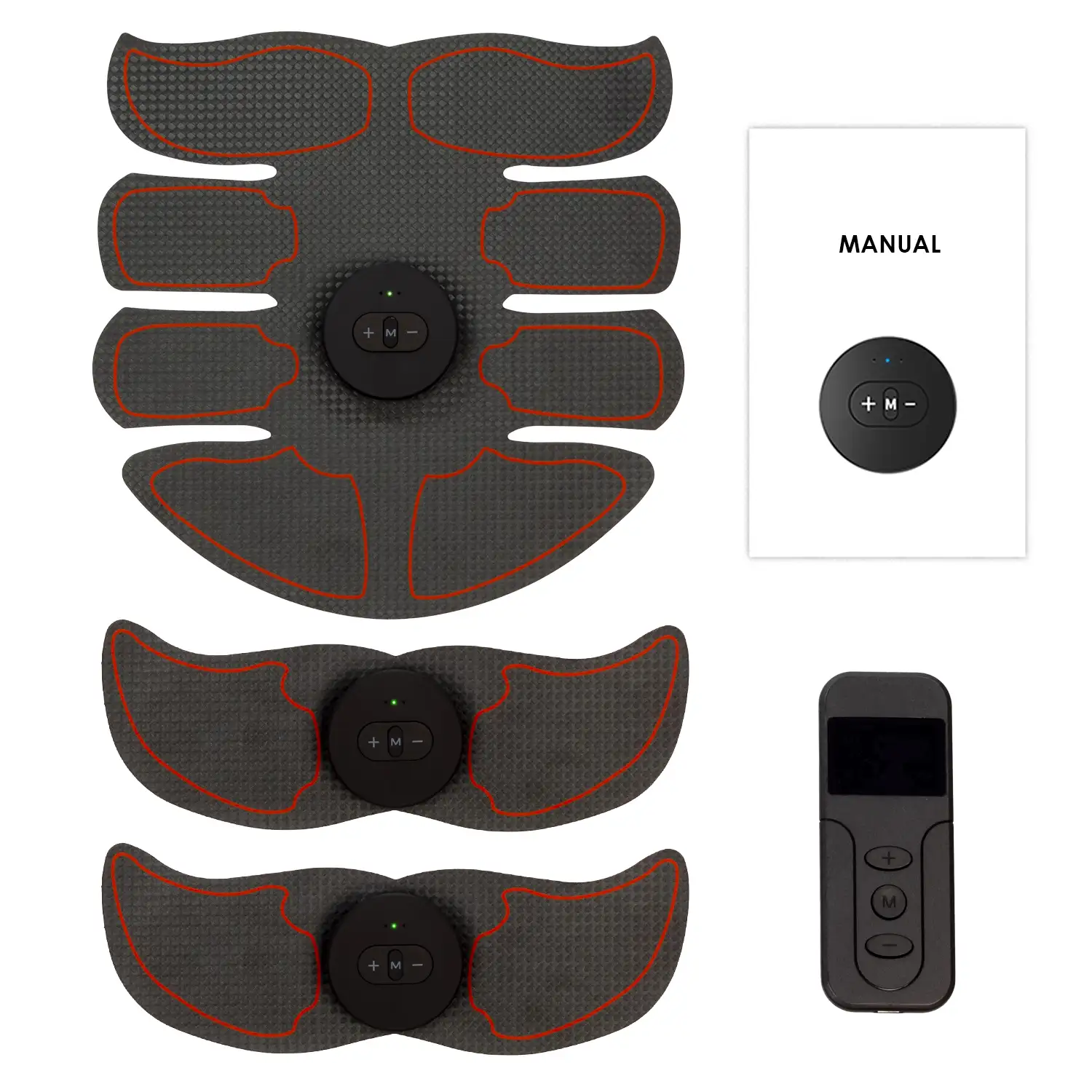 Estimulador electrónico y masaje EMS Z81Q con mando a distancia. Para abdominales, brazos y piernas. Batería recargable.