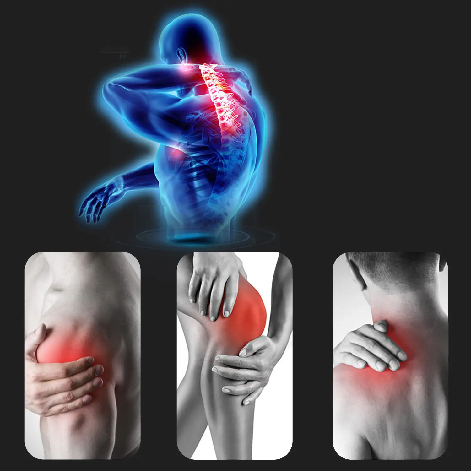 Estimulador electrónico EMS para cuello, espalda, brazo y pierna. Ayuda a aliviar el dolor muscular y la fatiga. Alimentación con pilas.