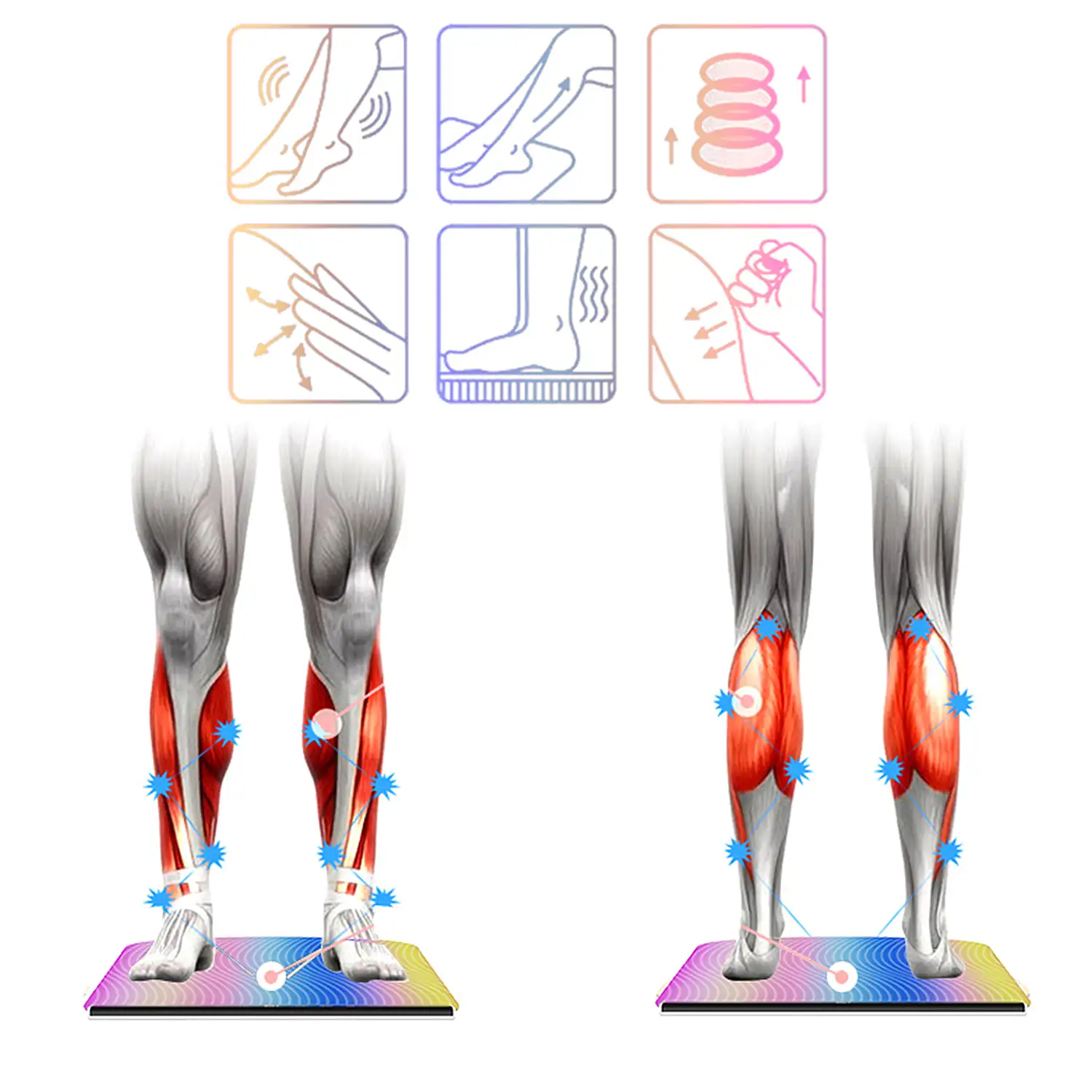 Masajeador de pies EMS con vibración para la circulación de la sangre en las piernas. 3 Modos 19 Intensidad.