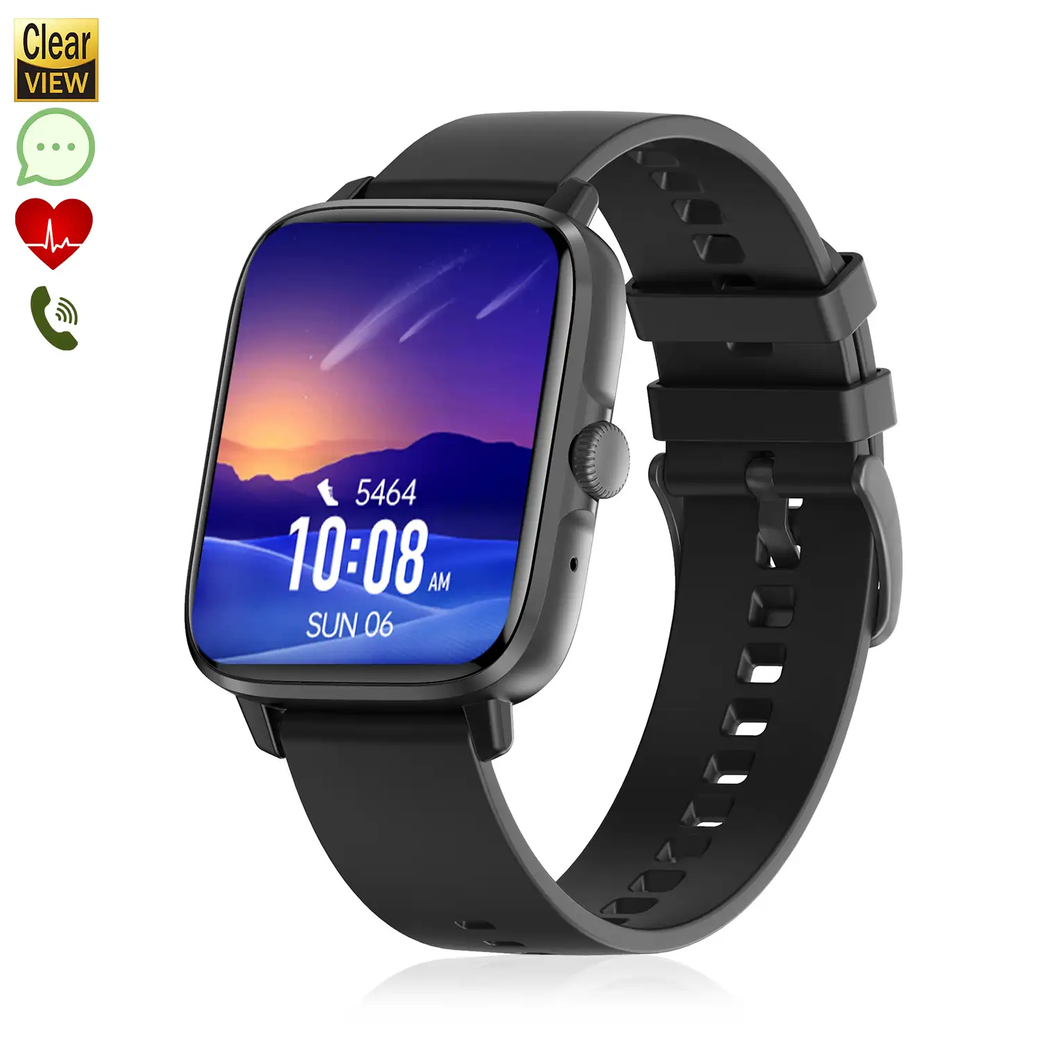 Smartwatch DT102, pantalla de alta resolución. Monitor cardiaco, ECG, modo multideporte. Notificaciones de APPs.