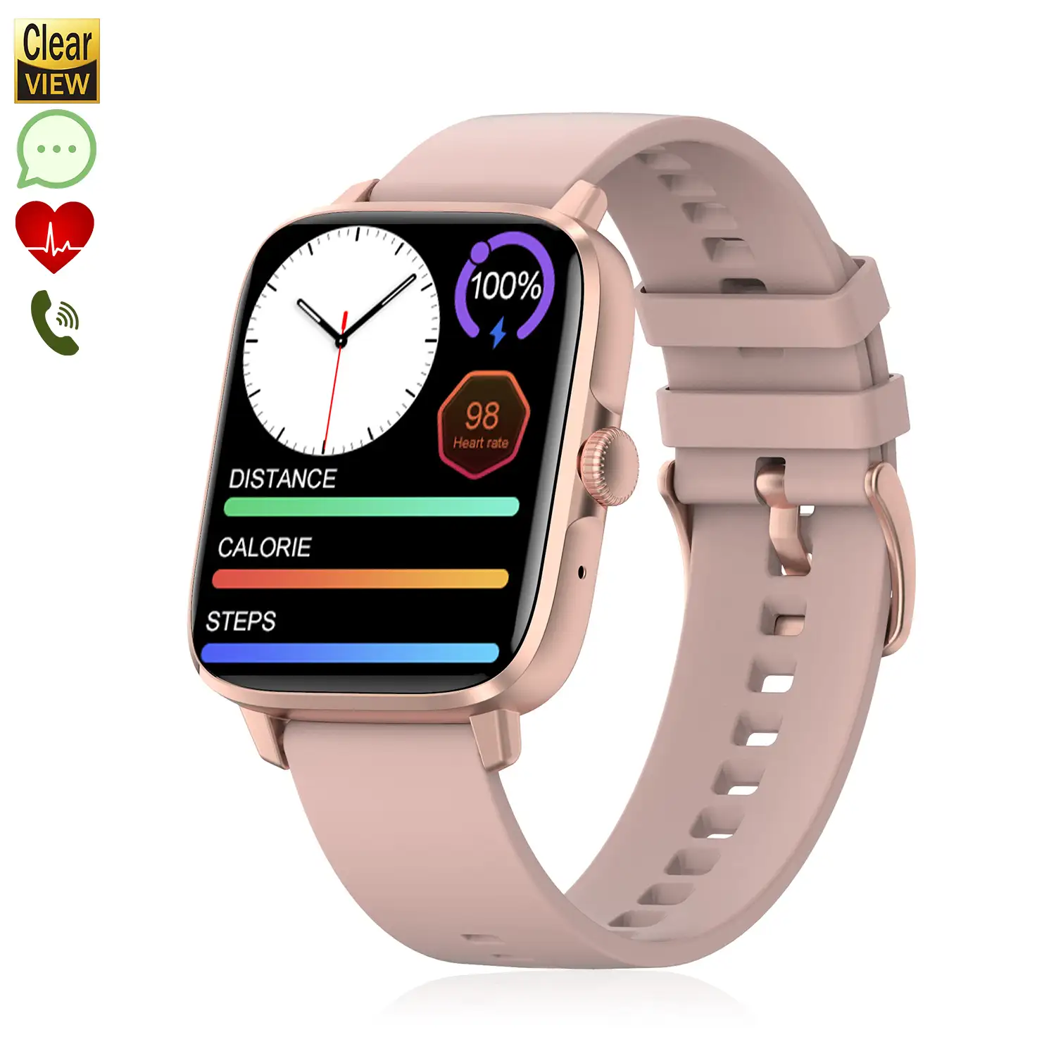 Smartwatch DT102, pantalla de alta resolución. Monitor cardiaco, ECG, modo multideporte. Notificaciones de APPs.
