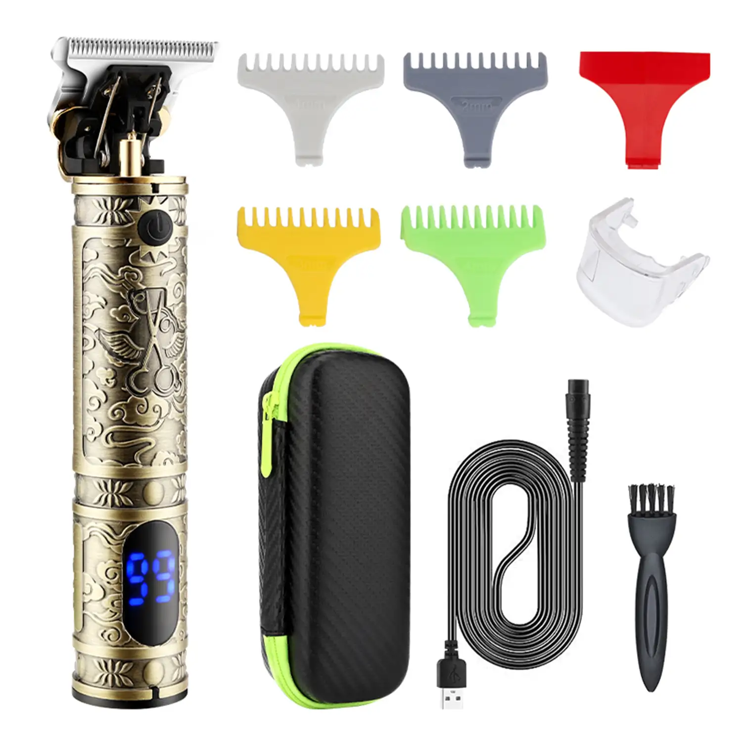 Recortador perfilador para pelo y barba LM 800. Diseno vintage completamente metalico. Con peines de 1