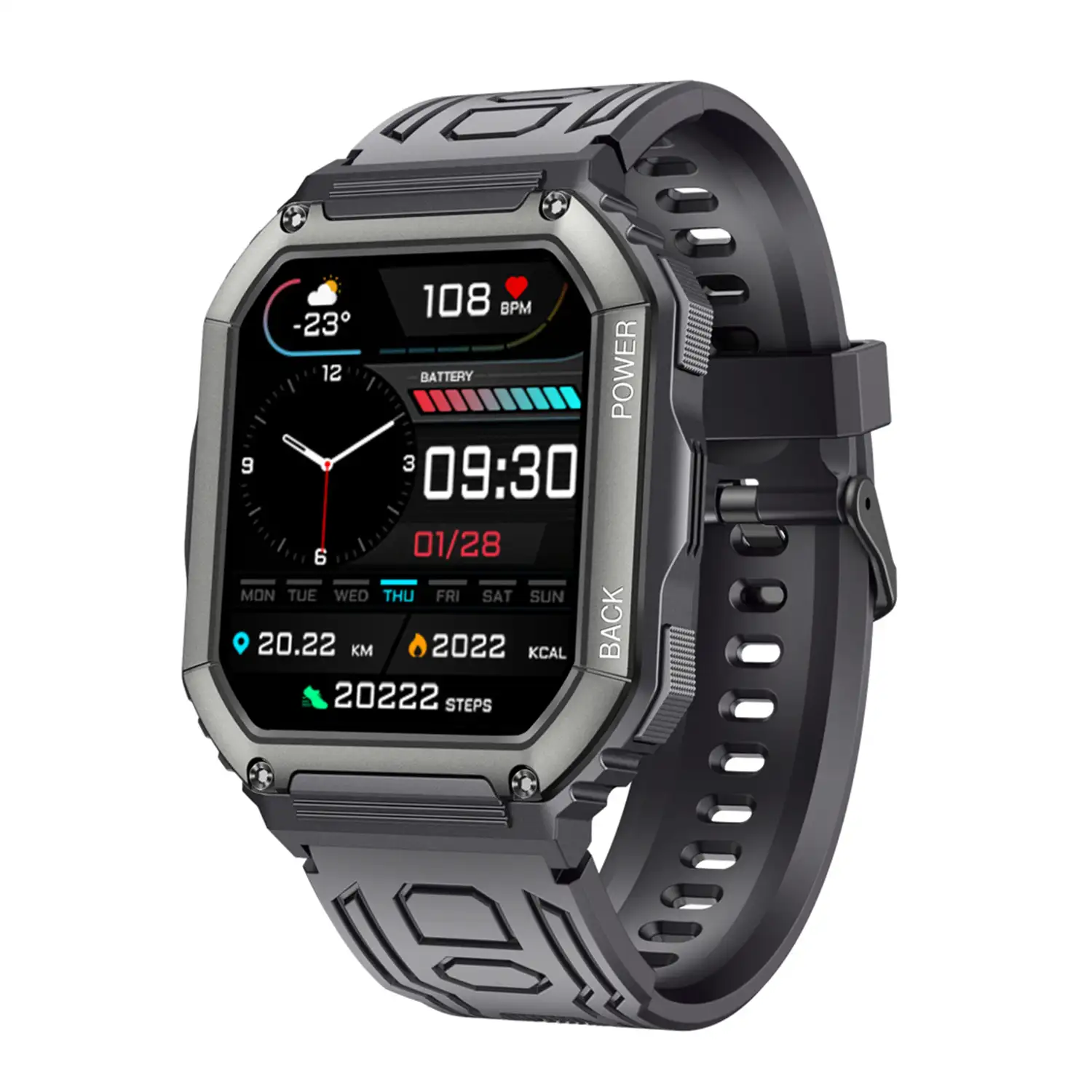 Smartwatch K6 multifunción. 16 modos deportivos. Monitor de tensión y O2 en sangre.
