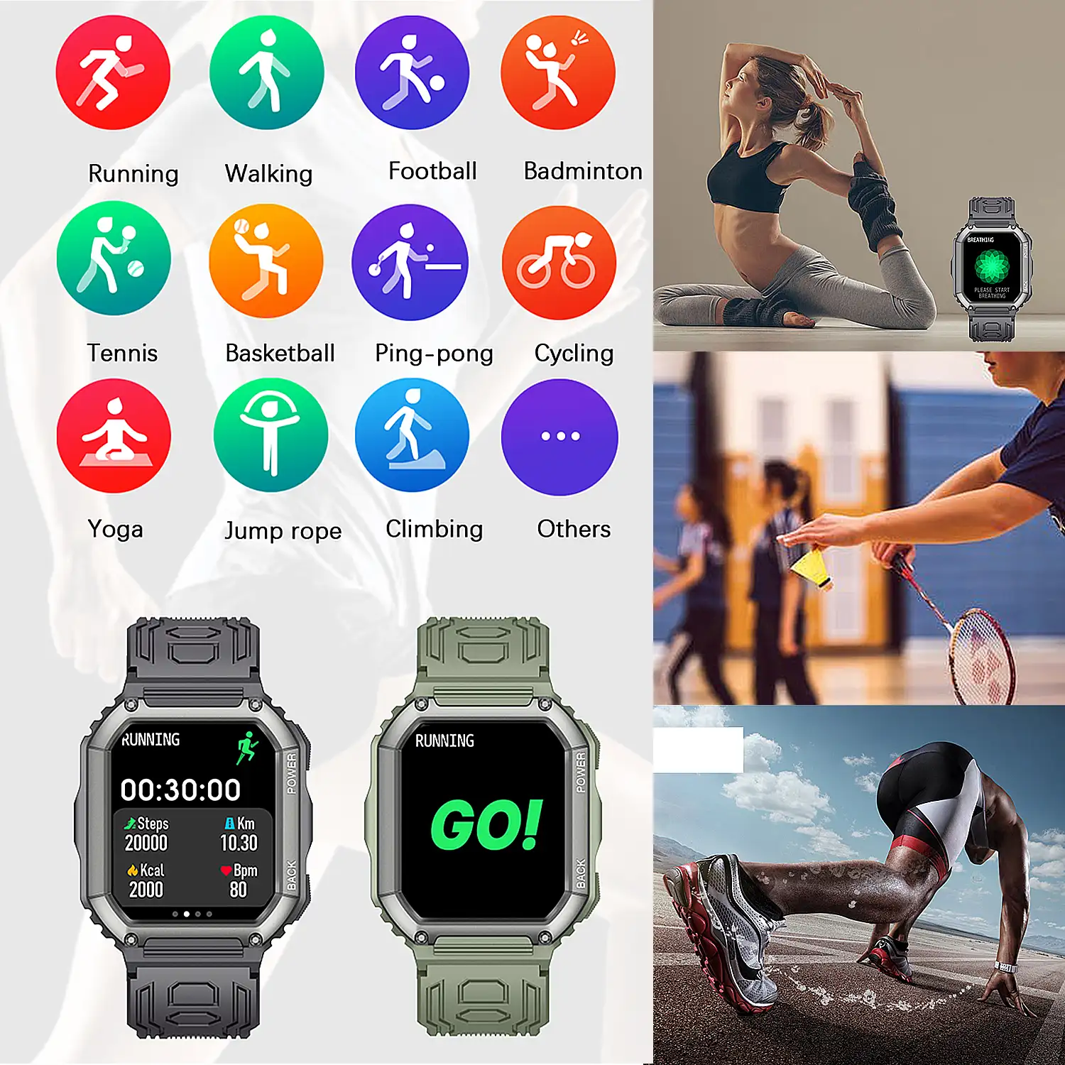 Smartwatch K6 multifunción. 16 modos deportivos. Monitor de tensión y O2 en sangre.