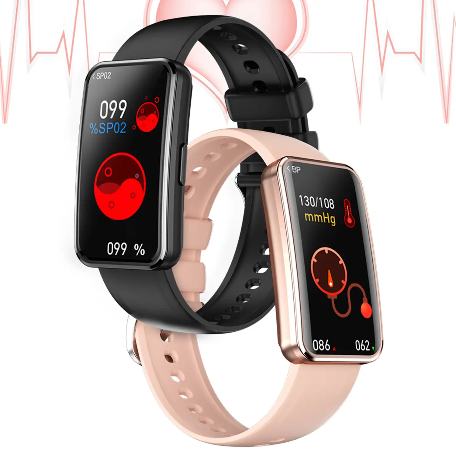 Brazalete inteligente X7. Con termómetro, modo multideportivo, monitor de tensión y de O2 en sangre.