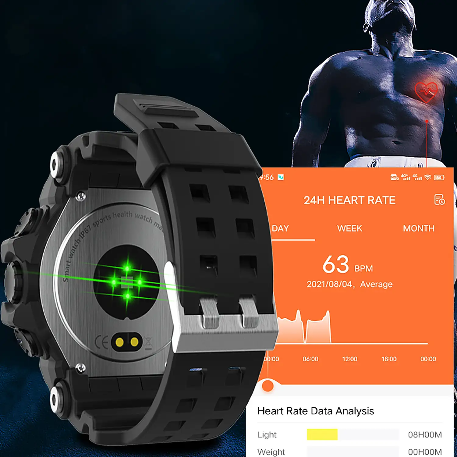 Smartwatch LC11 estilo digital clásico. Con notificaciones, monitor cardiaco, de tensión y O2 en sangre, varios modos deportivos.