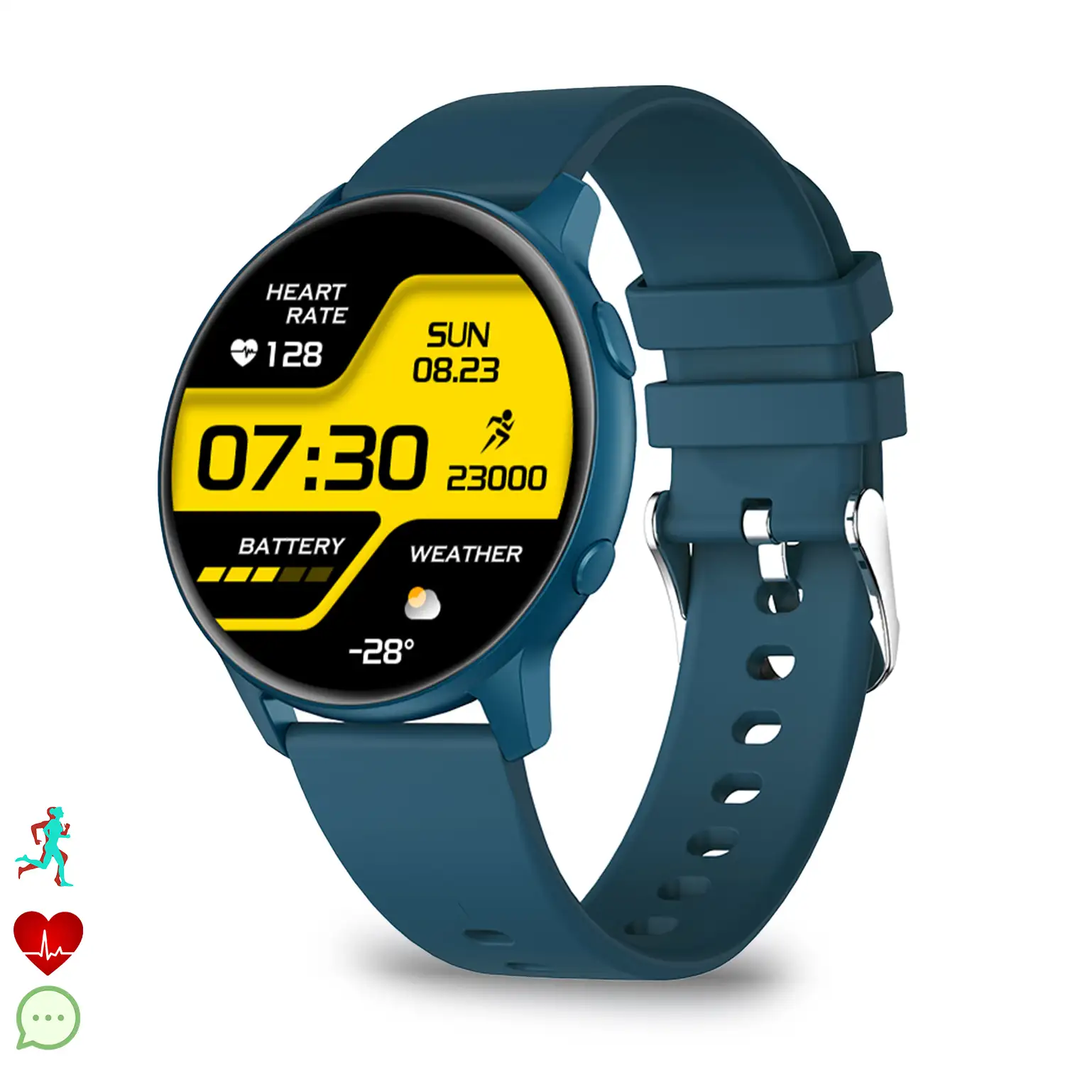 Smartwatch MX1. Con notificaciones, monitor cardiaco, de tensión y O2 en sangre, modos deportivos. Sumergible.