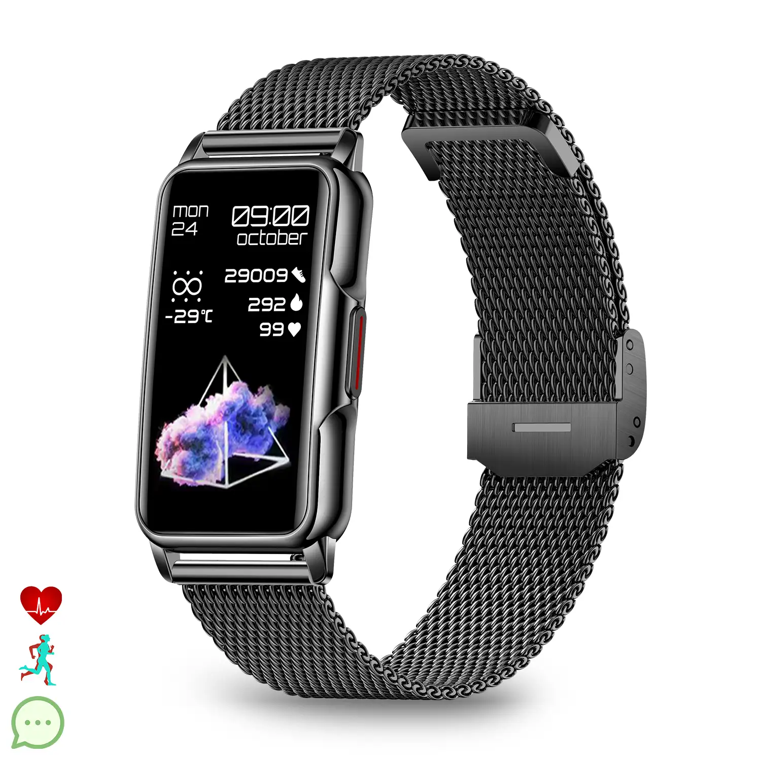 Smartwatch H80 con 20 modos deportivos. Monitor cardiaco, de tensión y oxígeno en sangre. Correa metálica.