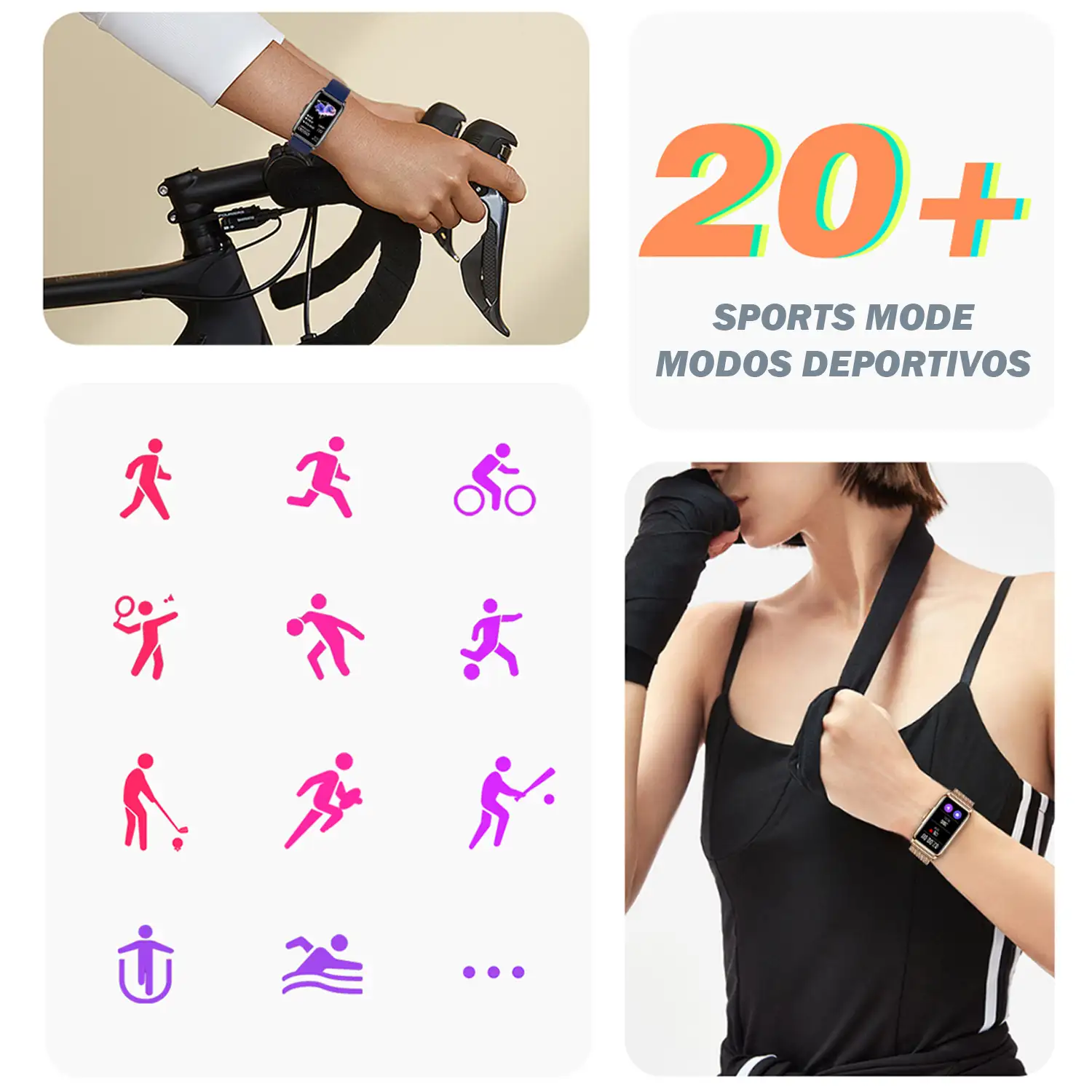 Smartwatch H80 con 20 modos deportivos. Monitor cardiaco, de tensión y oxígeno en sangre. Correa metálica.