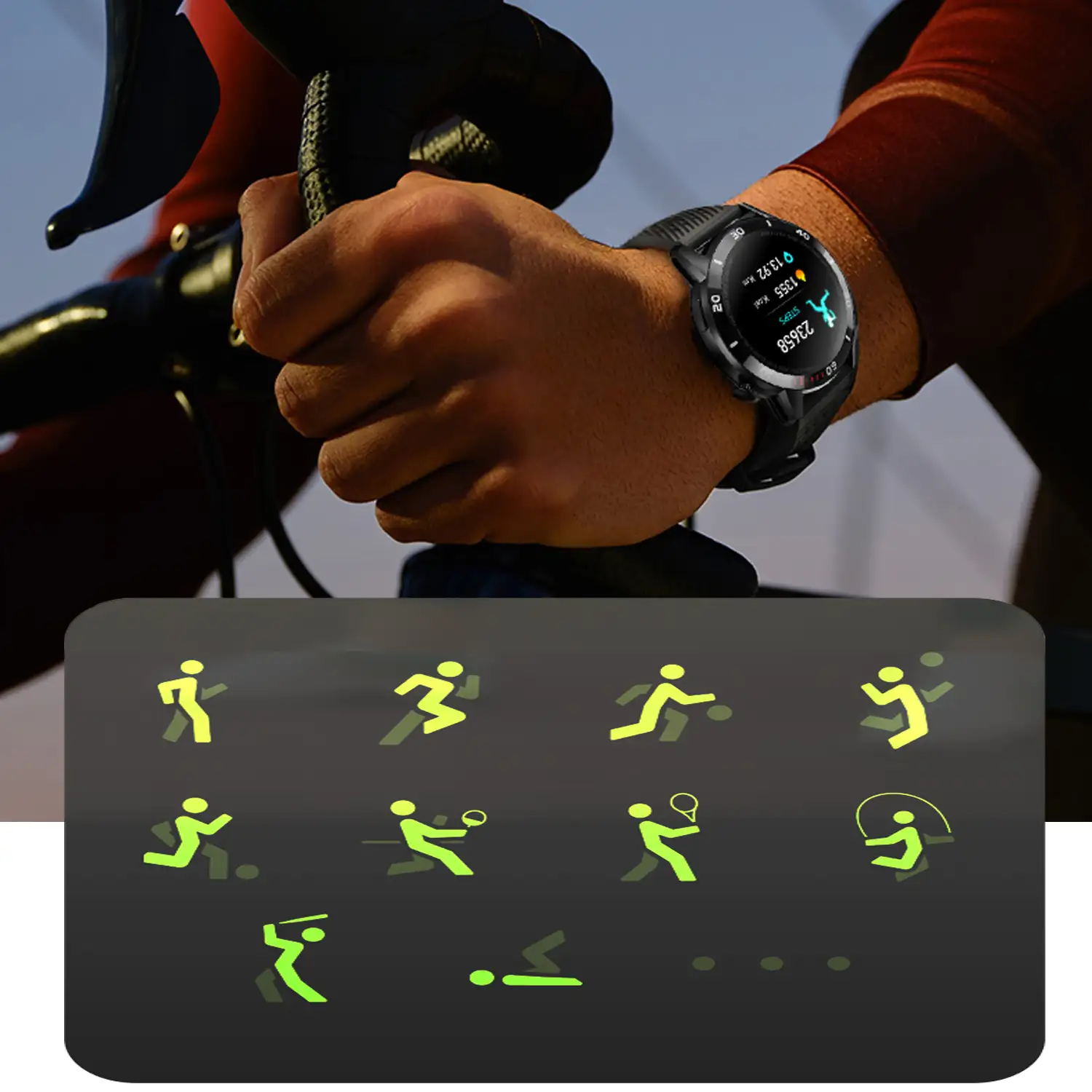 Smartwatch V93 con notificaciones en pantalla. Monitor cardiaco