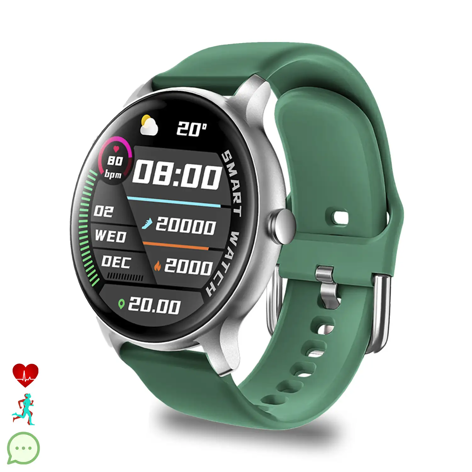 Smartwatch T59 con termómetro corporal. Monitor cardiaco, de tensión y oxígeno en sangre. Modos deportivos.