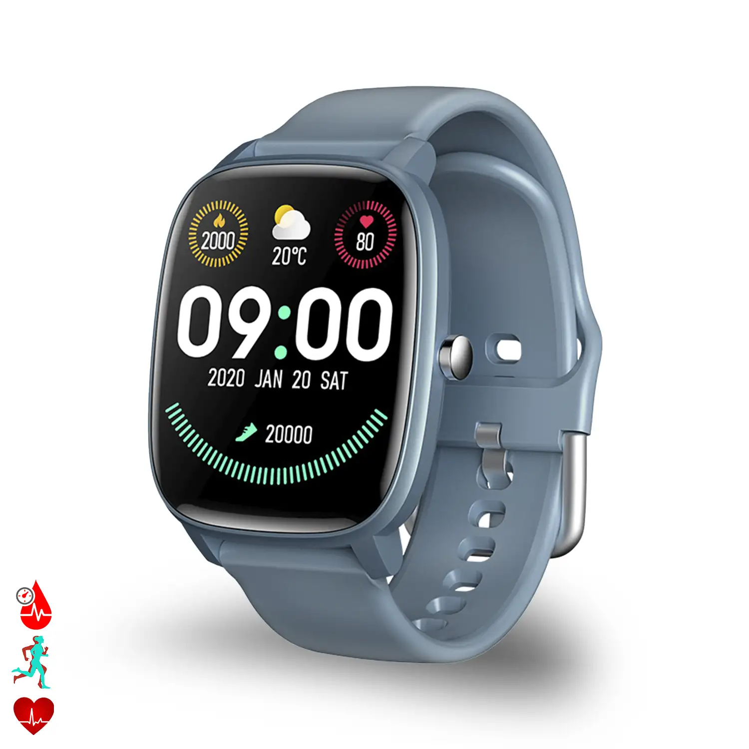 Smartwatch V99B con termómetro corporal. Monitor cardiaco, de tensión y oxígeno en sangre. Modos deportivos.