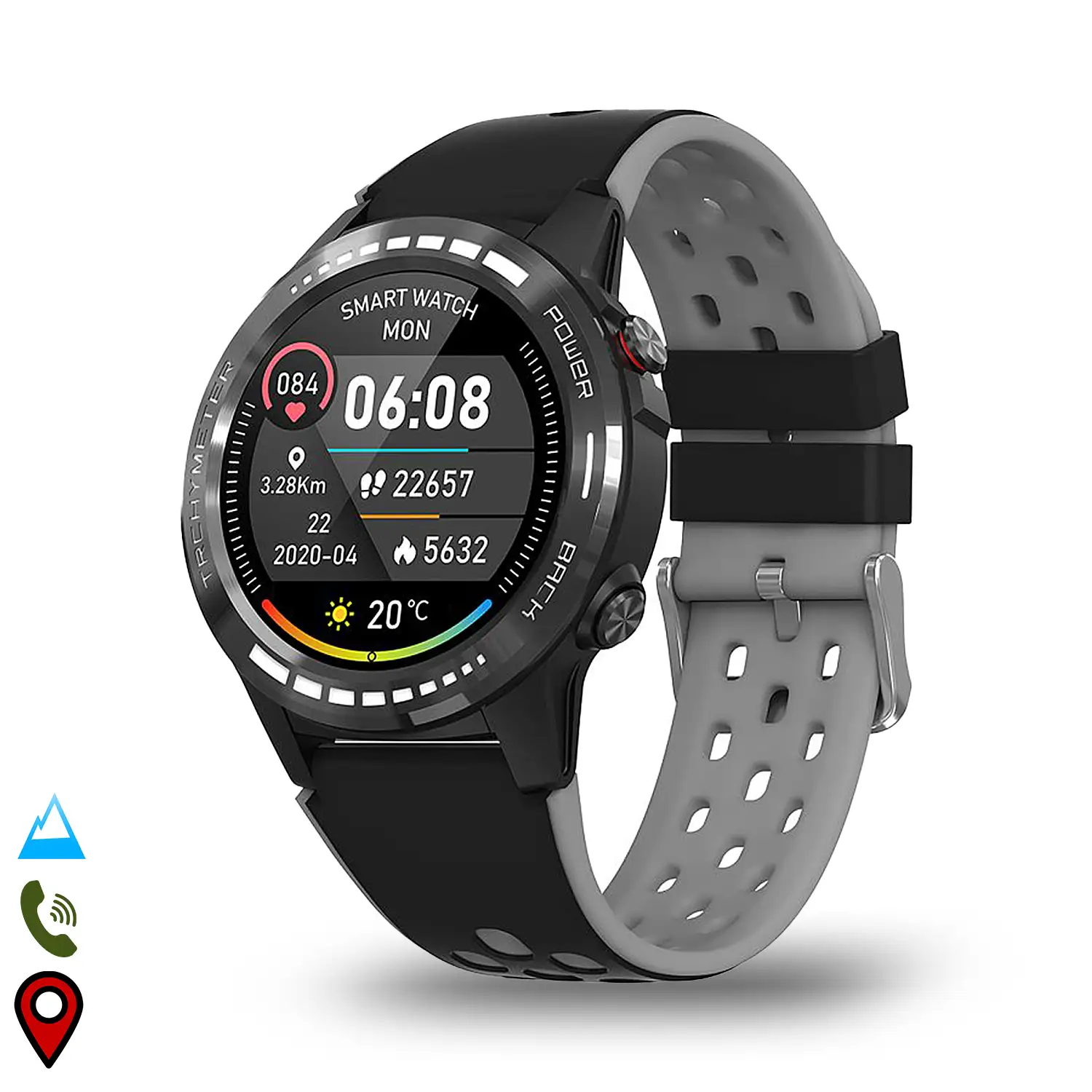 Smartwatch M7S con GPS, brújula, barómetro y altímetro. Slot para tarjeta SIM. Funciones deportivas y de salud.