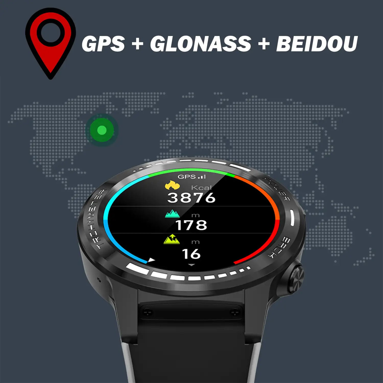Smartwatch M7S con GPS, brújula, barómetro y altímetro. Slot para tarjeta SIM. Funciones deportivas y de salud.