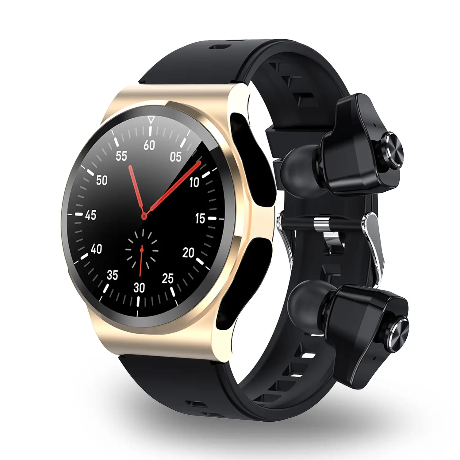 Smartwatch GT69 con auriculares Bluetooth 5.0 TWS integrados. Monitor de tensión y oxígeno en sangre; modo multideportivo.