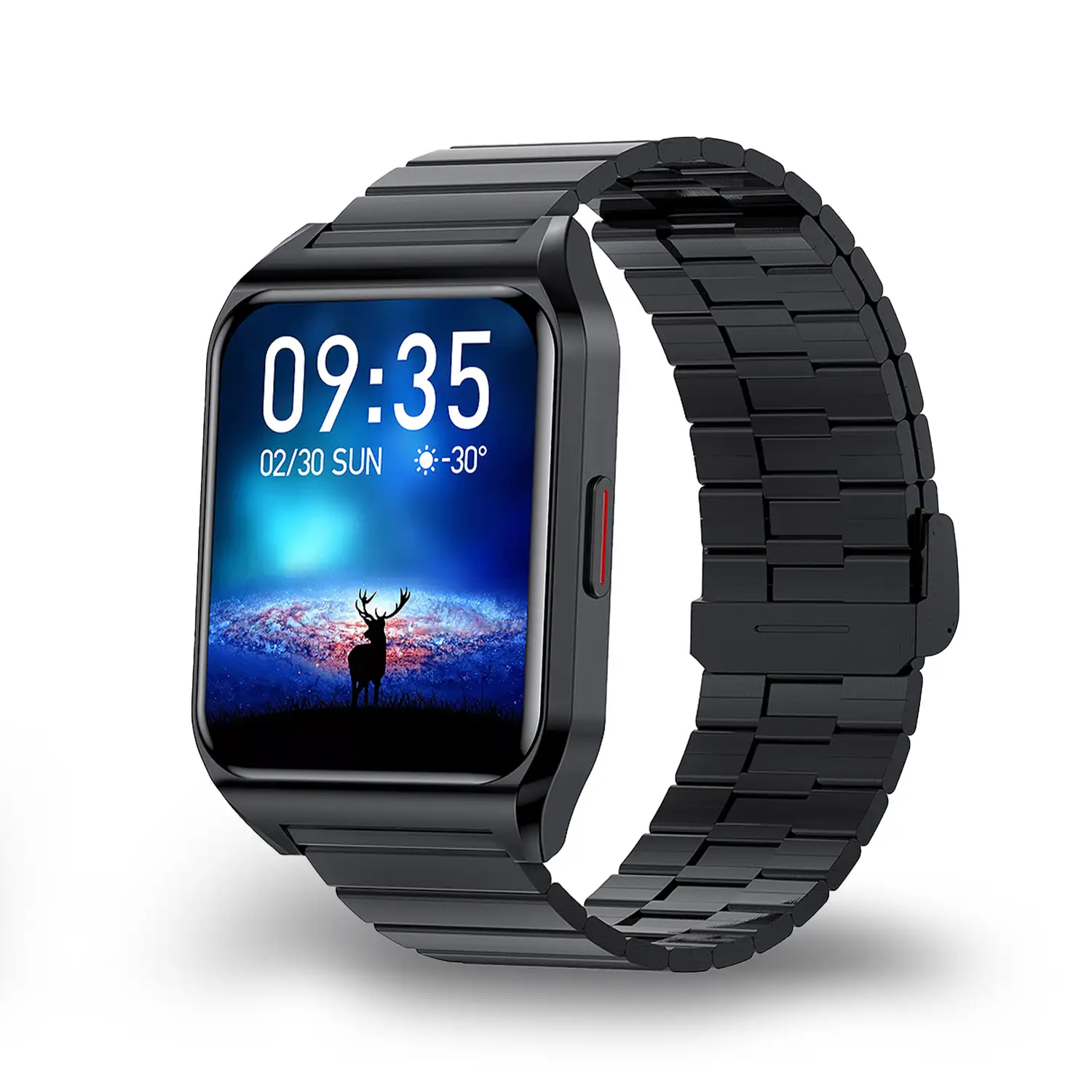 Smartwatch H60 con notificaciones de aplicaciones, 7 modos deportivos. Monitor de salud con termómetro. Correa de metal.