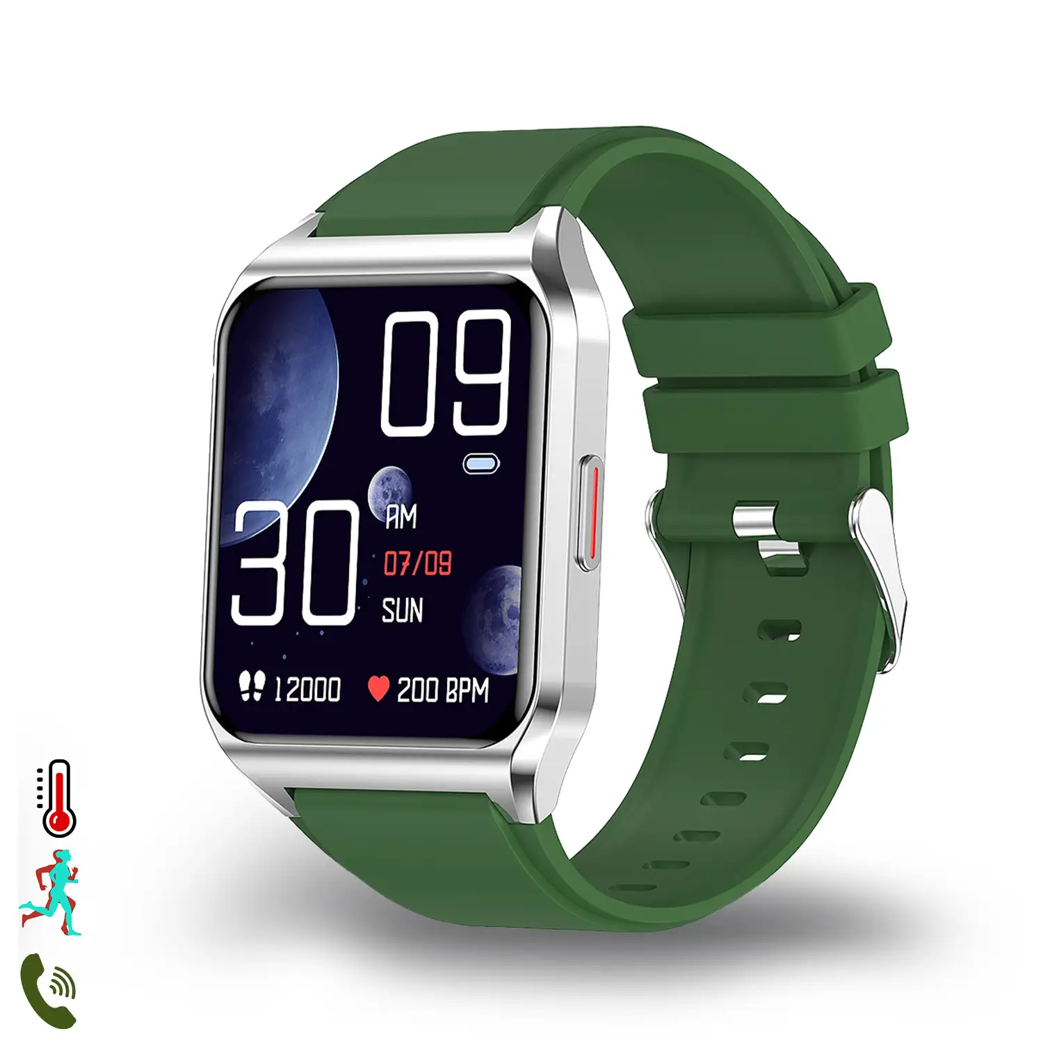 Smartwatch H60 con notificaciones de aplicaciones, 7 modos deportivos. Monitor de salud con termómetro.